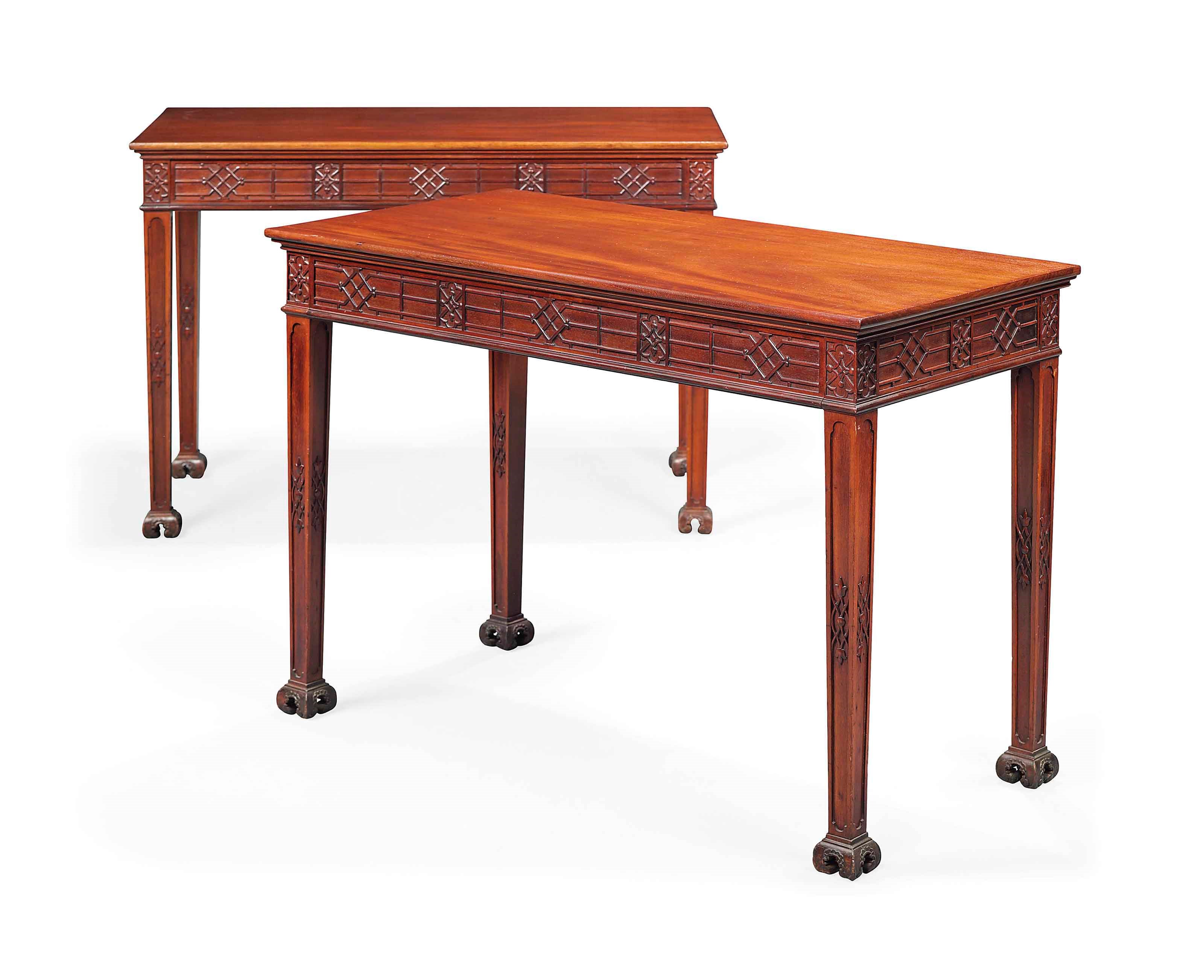 A PAIR OF LATE VICTORIAN MAHOGANY SERVING TABLES