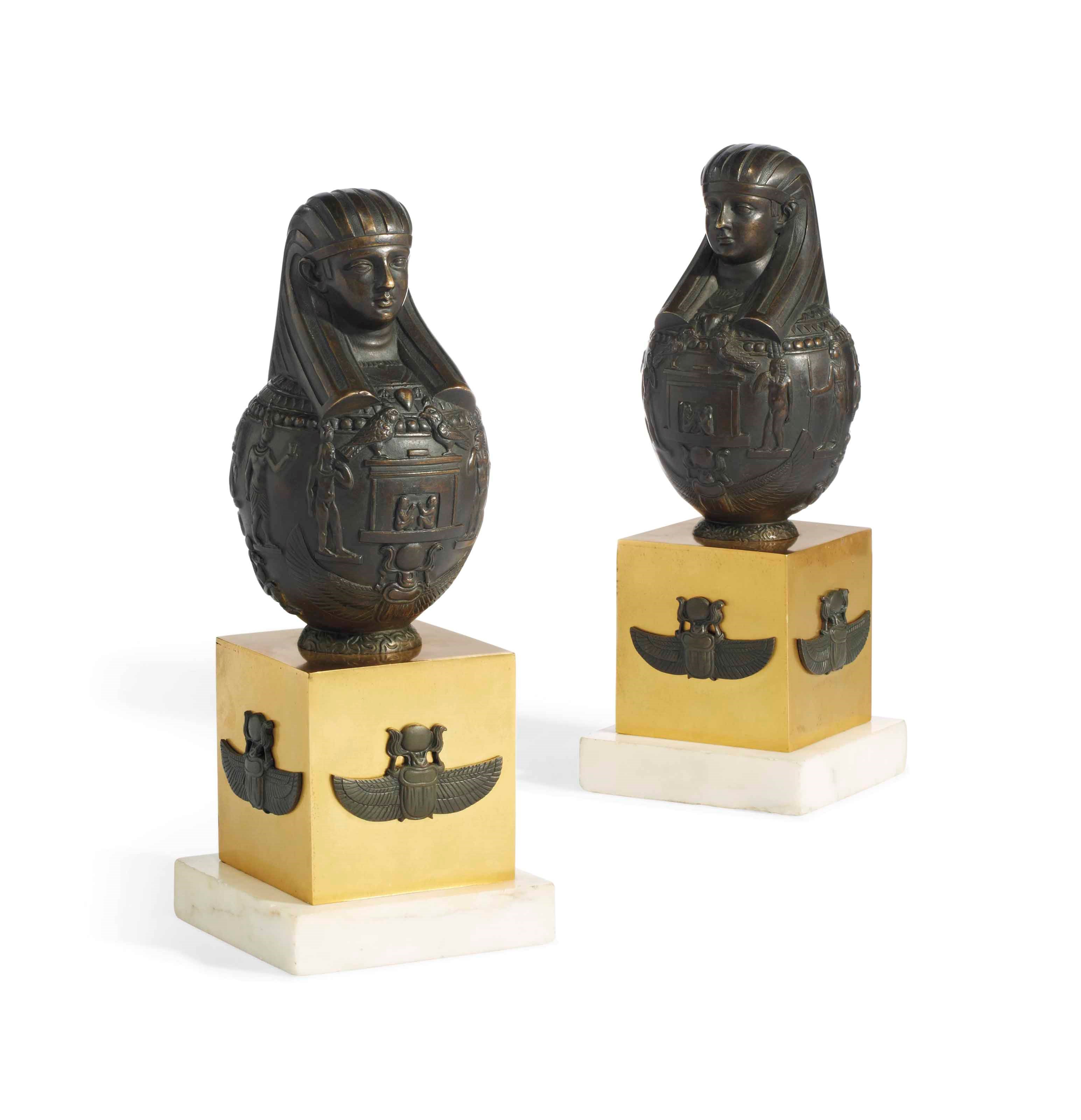 PAIRE DE VASES CANOPES D'EPOQUE EMPIRE