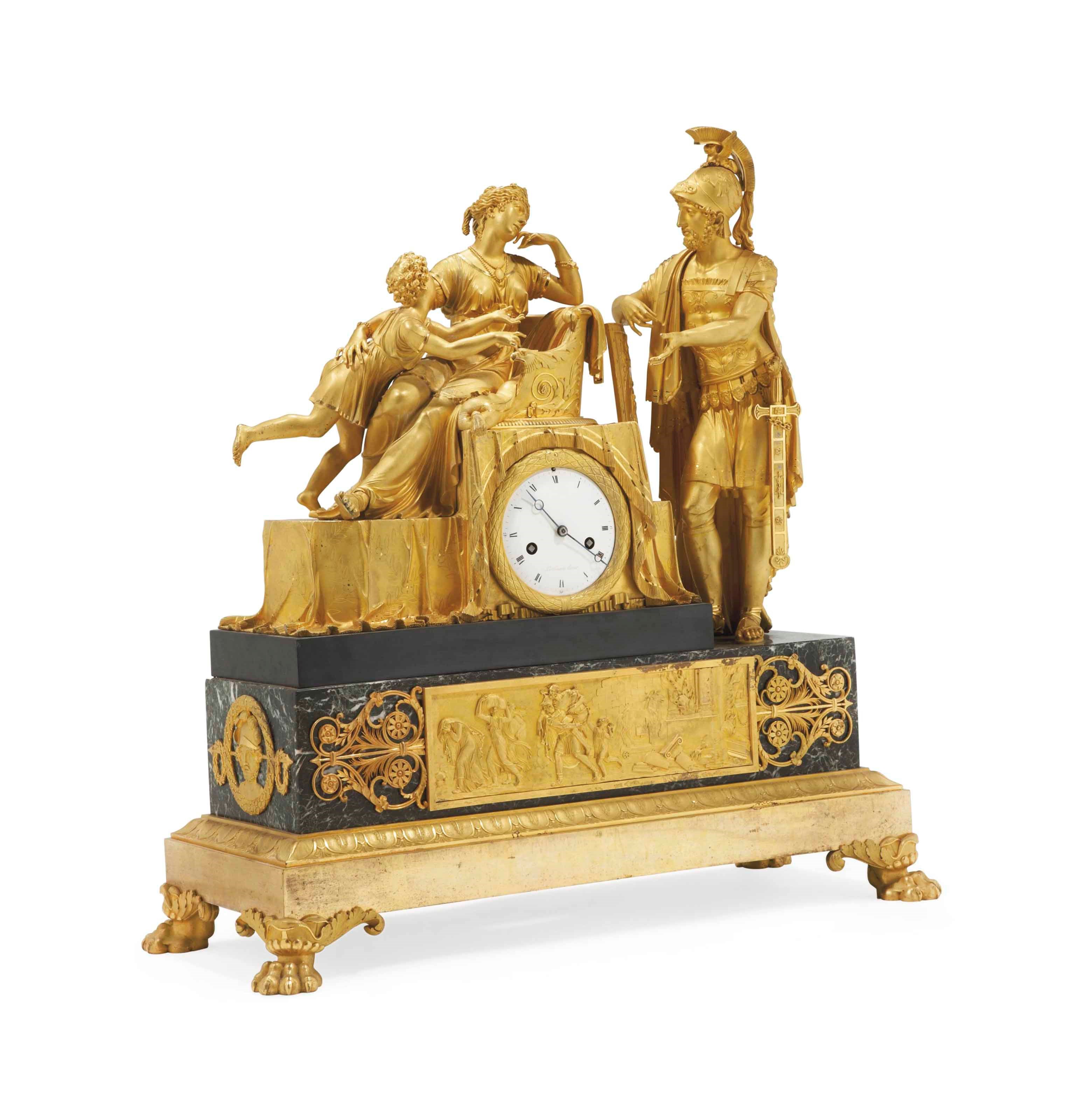 PENDULE D'EPOQUE EMPIRE "LES ADIEUX D'HECTOR A ANDROMAQUE"