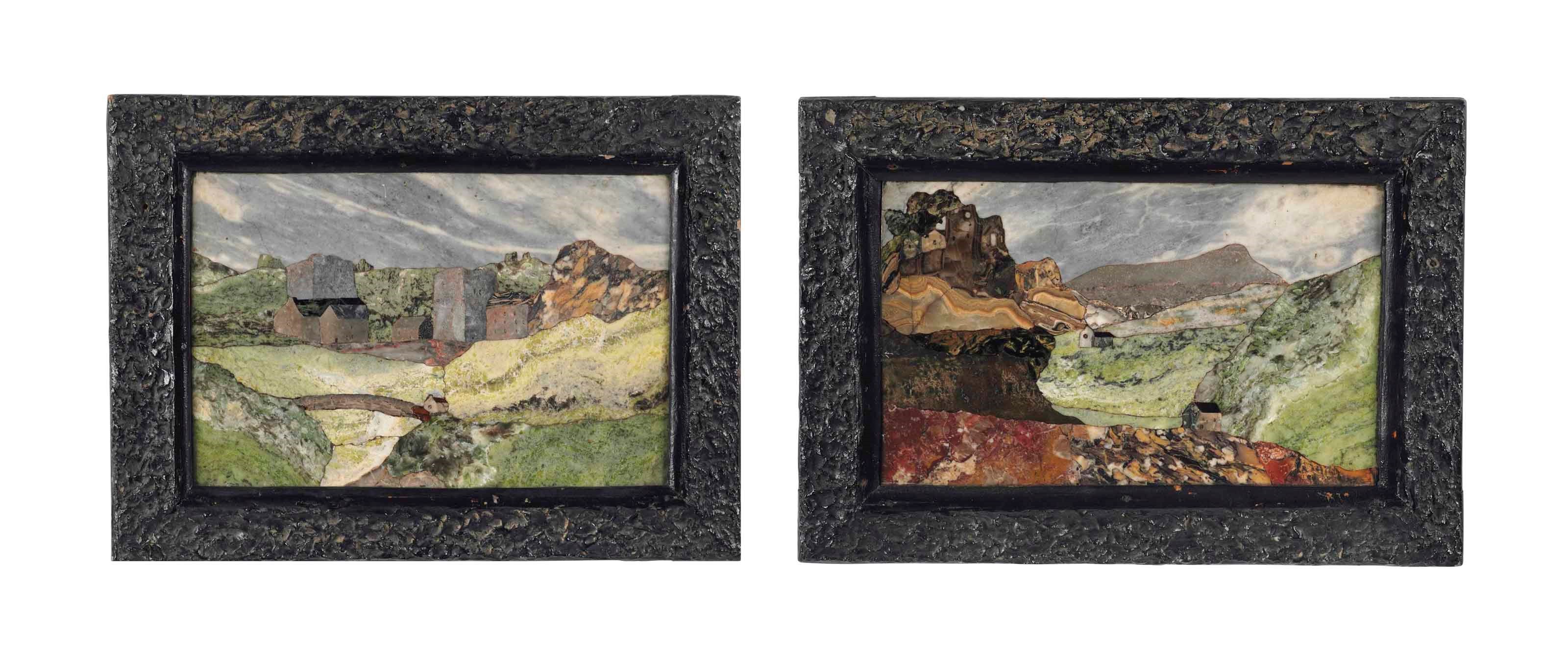 A PAIR OF SCOTTISH PIETRE DURE PANELS
