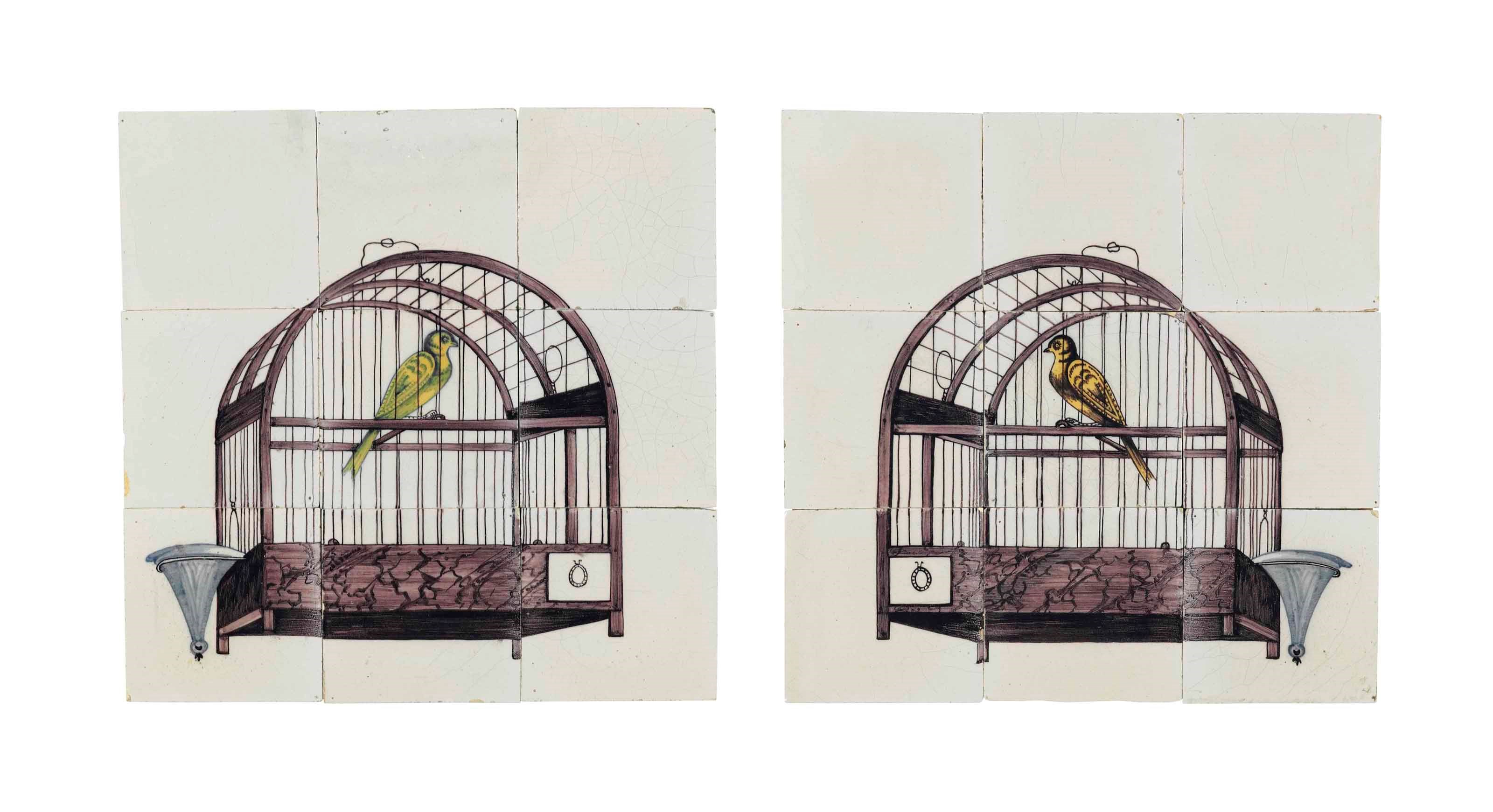 A PAIR OF DUTCH DELFT POLYCHROME SQUARE TILE PANELS