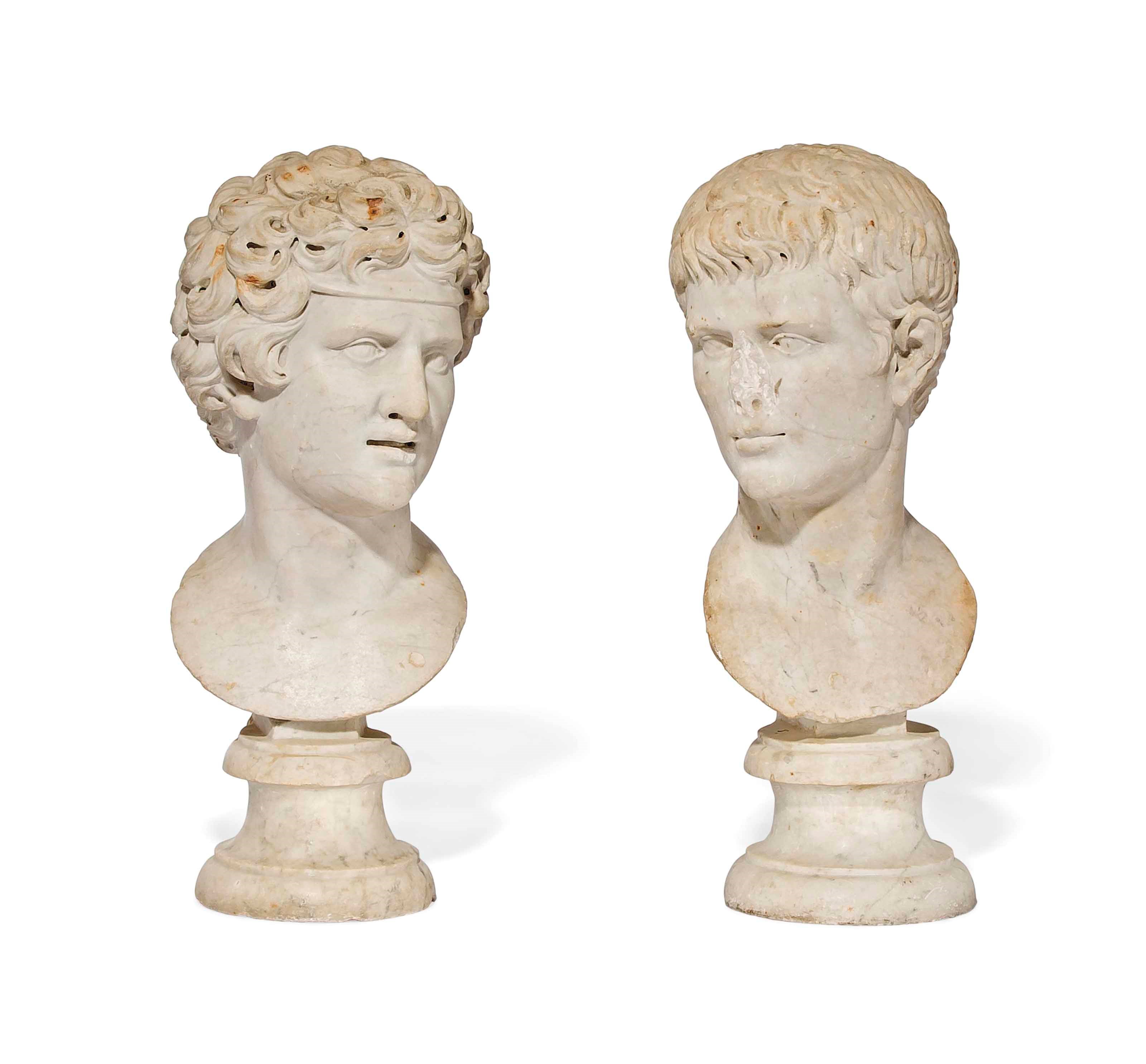 AN ITALIAN WHITE MARBLE BUST OF JULIUS CAESAR