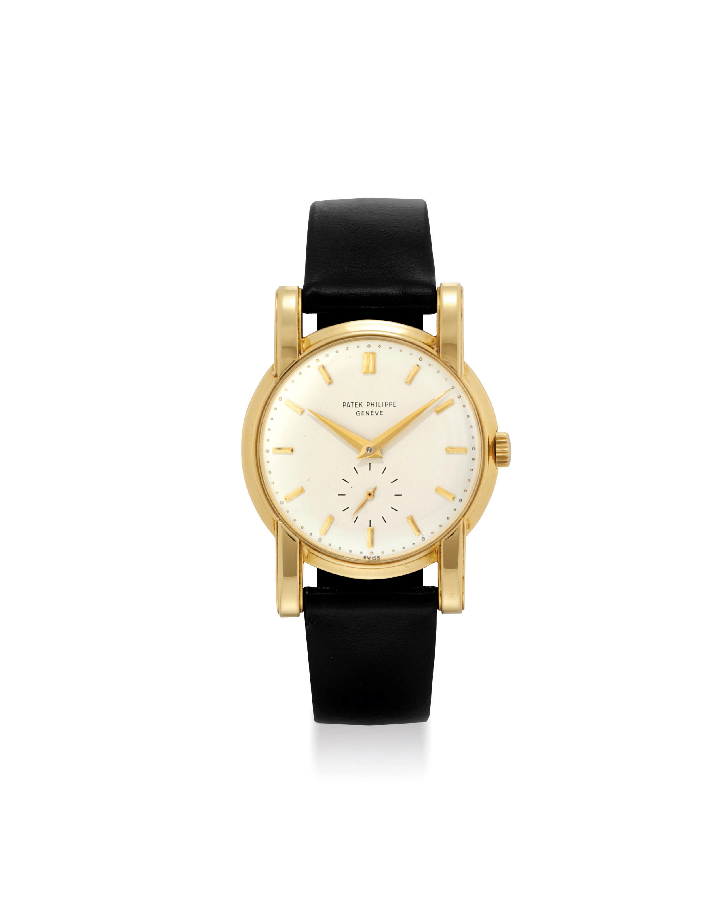 PATEK PHILIPPE. A FINE AND RARE 18K GOLD WRISTWATCH