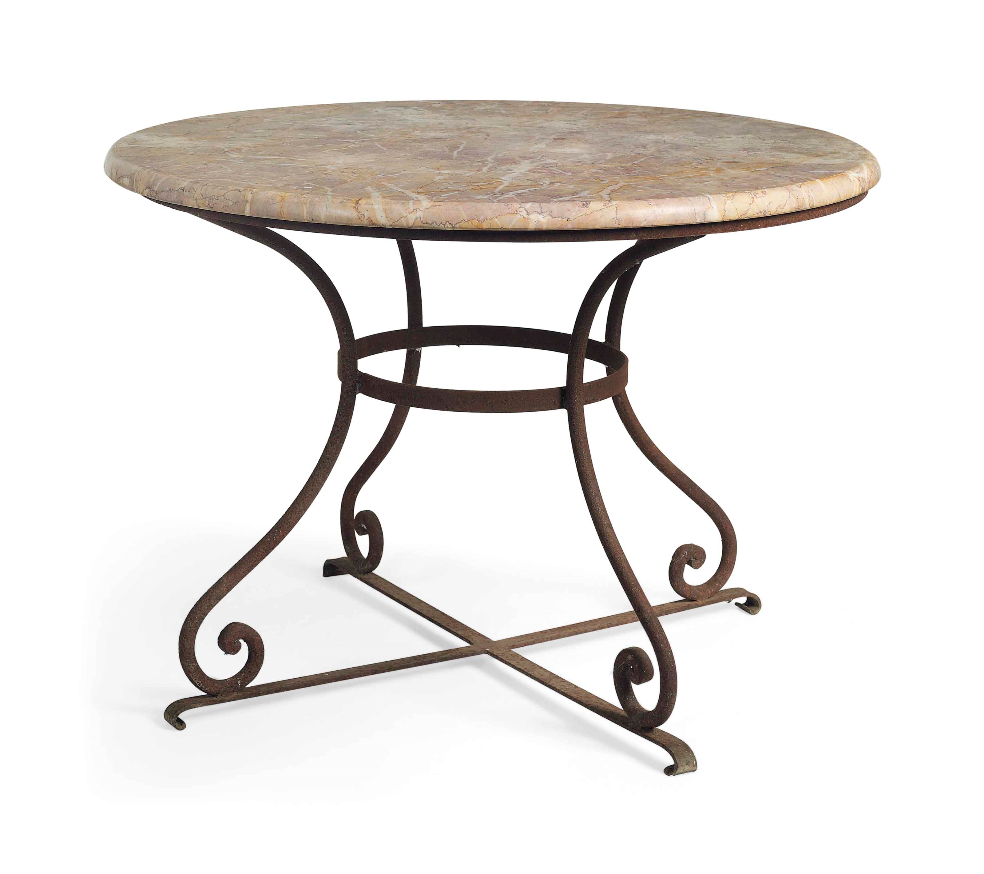 A WROUGHT-IRON GARDEN TABLE