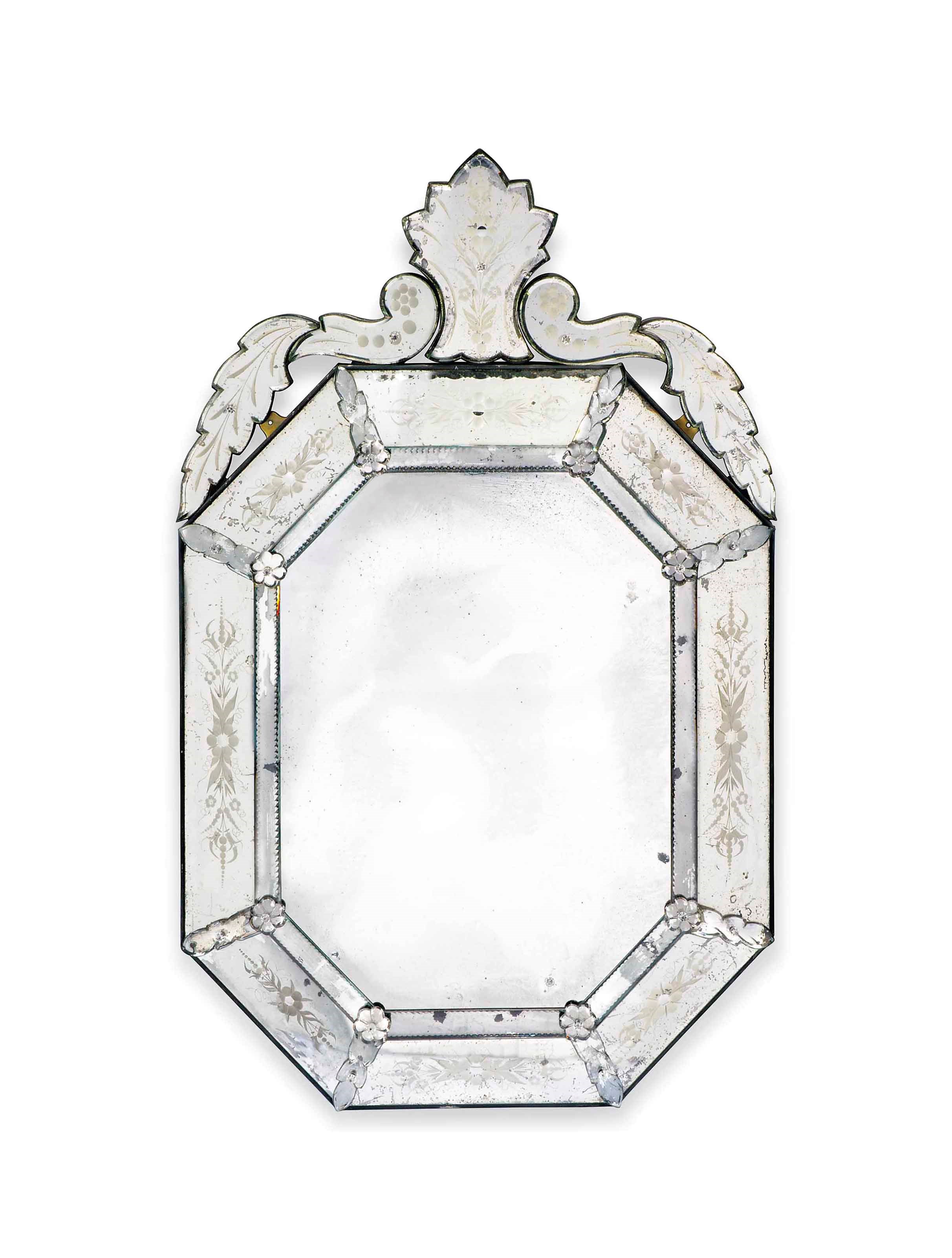 A VENETIAN CUT GLASS OCTAGONAL MARGINAL MIRROR