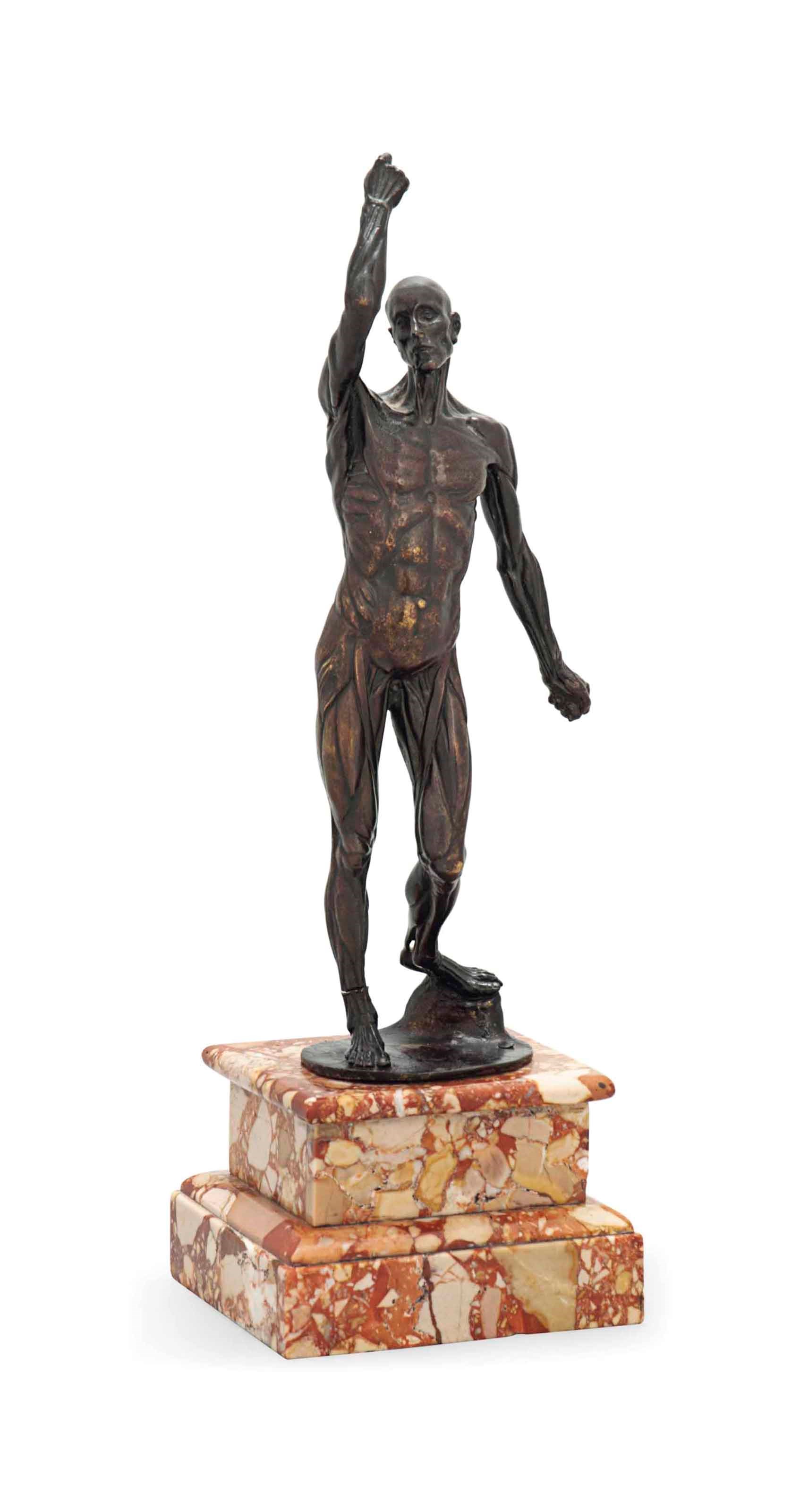 AN ENGLISH BRONZE ECORCHE FIGURE