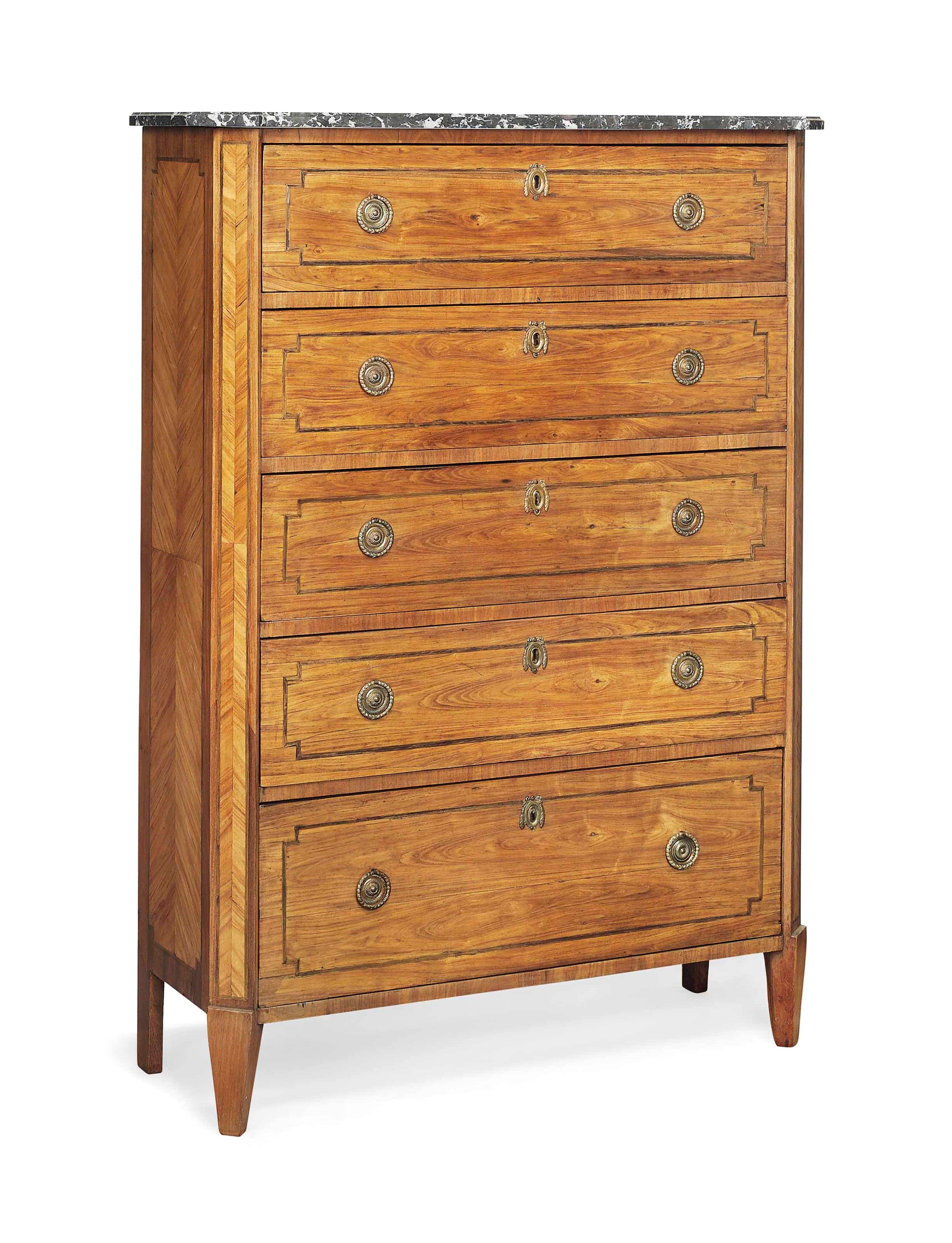A FRENCH TULIPWOOD CHEST