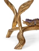 A GILT-METAL, AMETHYST AND GLASS ILLUMINATED OCCASIONAL TABLE