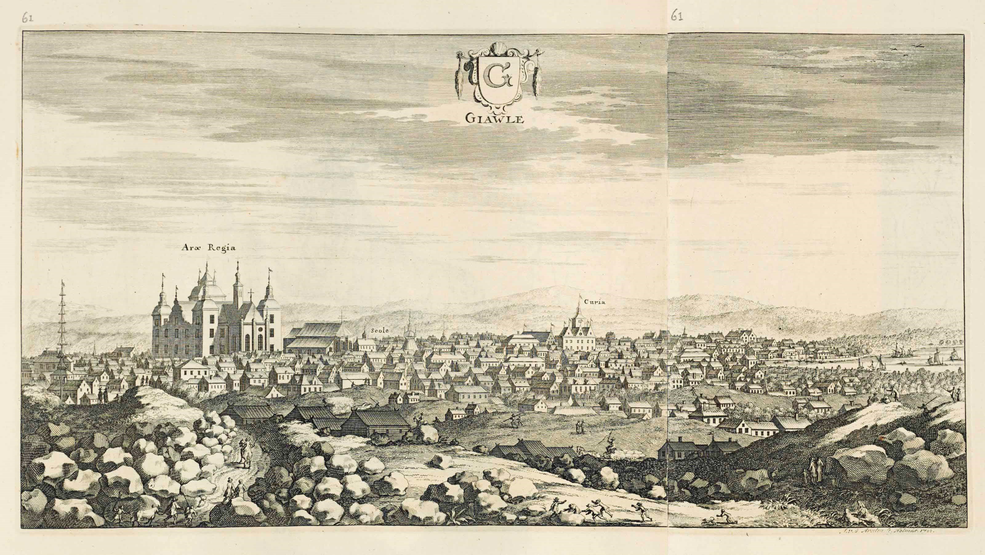 NORTHERN EUROPEAN ART AND ARCHITECTURE -- DAHLBERG, Erik Jonsson, Count (1625-1703). Suecia antiqua et hodierna. [Stockholm, 1692-1713 and later.] 3 volumes in 2, oblong 2°. Engraved titles to each volume, 351 engraved plates. (First volume with some plates pasted down and text leaves remargined, light occasional soiling and creasing.) Contemporary half red morocco -- BÖCKLER, Georg Andreas. Architectura Curiosa Nova. Nuremberg: Paul Fürstens [1664]. 4 parts in one volume, 2°. Title printed in red and black within engraved border, 3 sectional titles, engraved frontispiece and 200 plates. (One plate detached, occasional staining and soiling, a few plates with clean tears.) Contemporary calf -- JOSEPHUS, Flavius. Juedischen Geschichte [n.d.]. 2°. Title in red and black within architecture border, numerous woodcuts. Contemporary blind-stamped pigskin -- BASNAGE, Jacques. Histoire du Vieux et du Nouveau Testament. Amsterdam: Jacques Lindenberg: 1704. 2 parts in 1 volume, 2°. Numerous engraved illustrations. Contemporary calf gilt -- BIDLOO, Govard. Komste van Zyne Majesteit Willem III... in Holland. The Hague: Arnoud Leers, 1691. 2°. Illustrated by Romein de Hooghe. Contemporary calf gilt -- With 10 other folio plates volumes mainly on architecture and art. Most bindings rather worn. This lot sold as viewed not subject to return.	 (14)