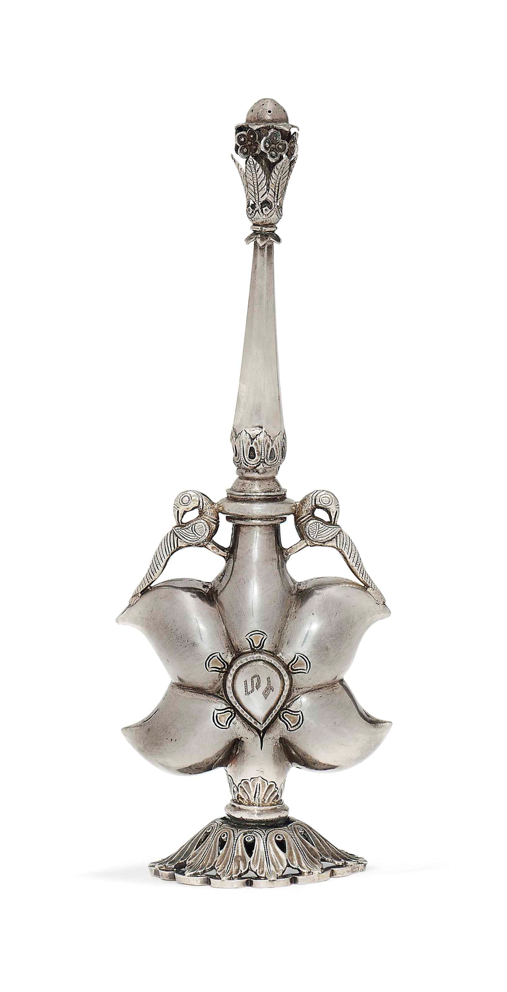A SILVER ROSEWATER SPRINKLER