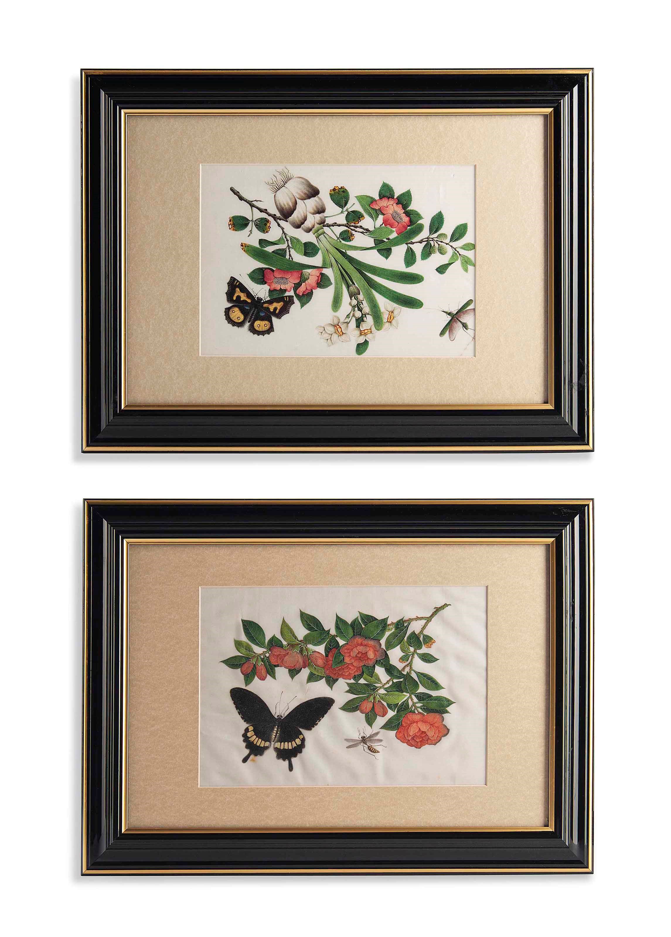 TWELVE CHINESE RICE PAPER PAINTINGS