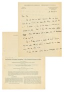 CRICK, Francis (1916-2004). Autograph letter signed ('Francis') to Ian [Trotter], Cavendish Laboratory, Cambridge, 18 March 1953, two pages, 4to (punch holes); [with] an offprint of W. Cochran, F.H.C. Crick and V. Vand. 'The Structure of Synthetic Polypeptides. I. The Transform of Atoms on a Helix', Acta Crystallographica, vol.5, part 5, September 1952. Stamped 'With compliments / Reprint No.80'.