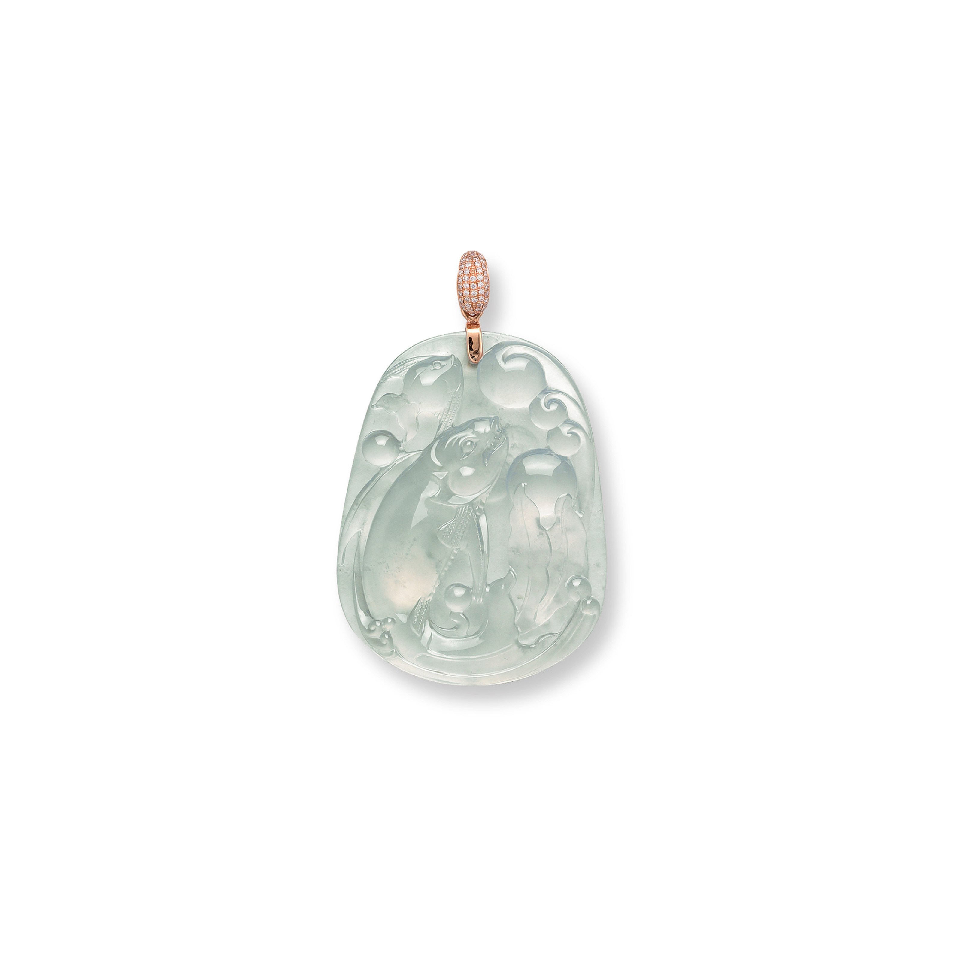 A JADEITE AND DIAMOND PENDANT