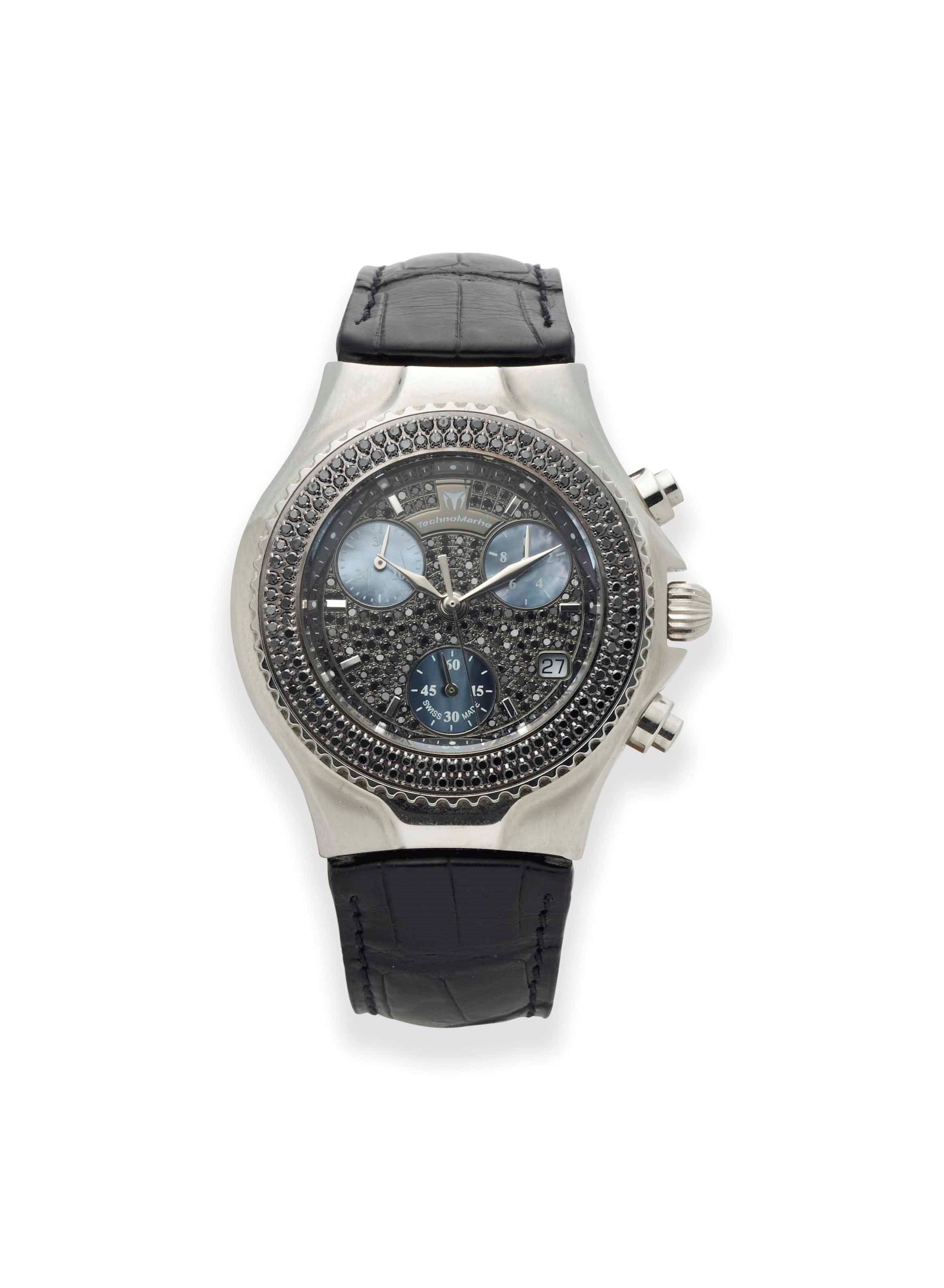 MONTRE BRACELET D'HOMME DIAMANTS DE COULEUR ET NACRE, PAR TECHNOMARINE