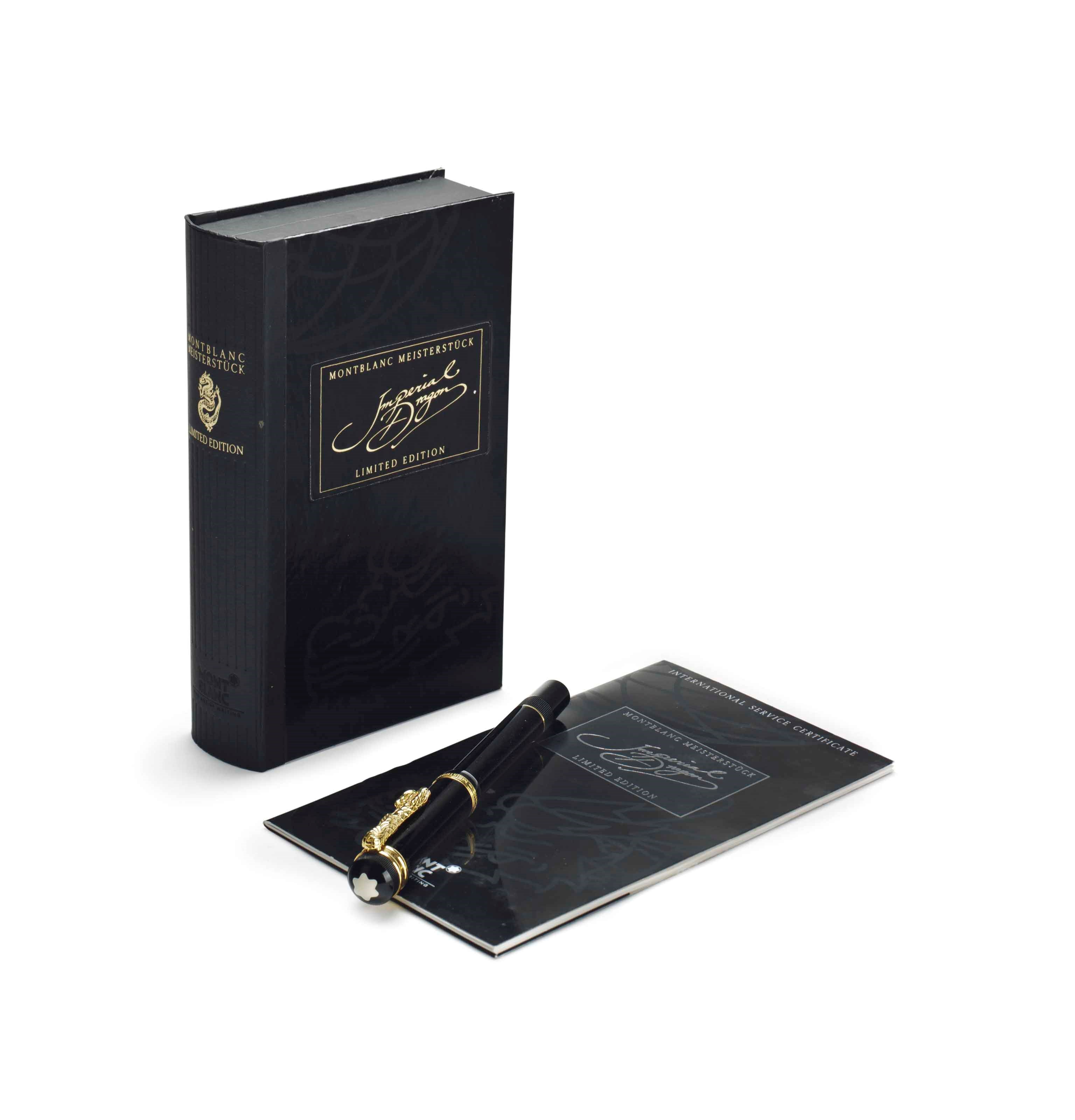Montblanc. A Limited Edition 18k Gold and Black Resin Dragon Fountain Pen with Original Presentation Box