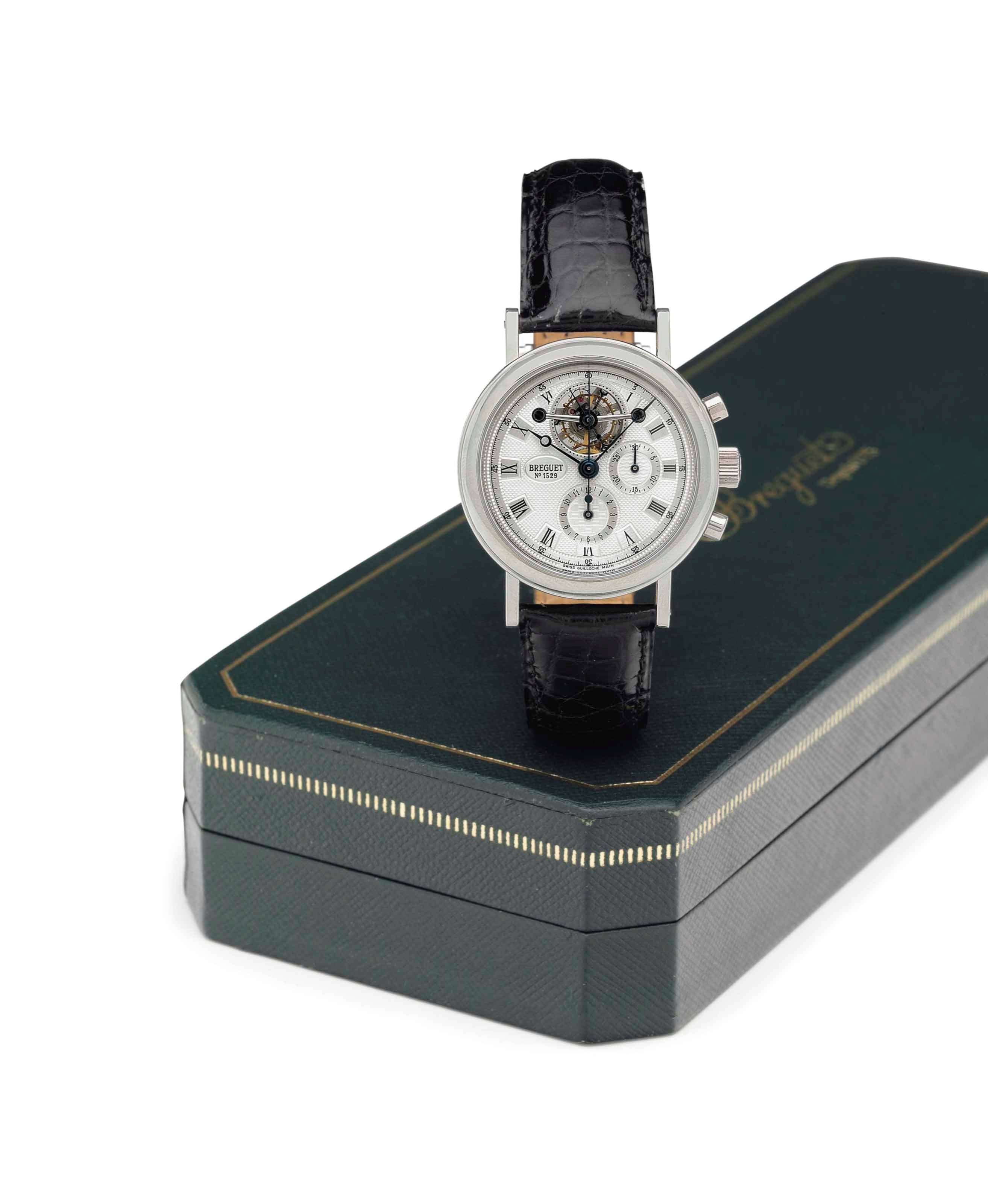 Breguet. A Fine 18k White Gold Chronograph Tourbillon Wristwatch
