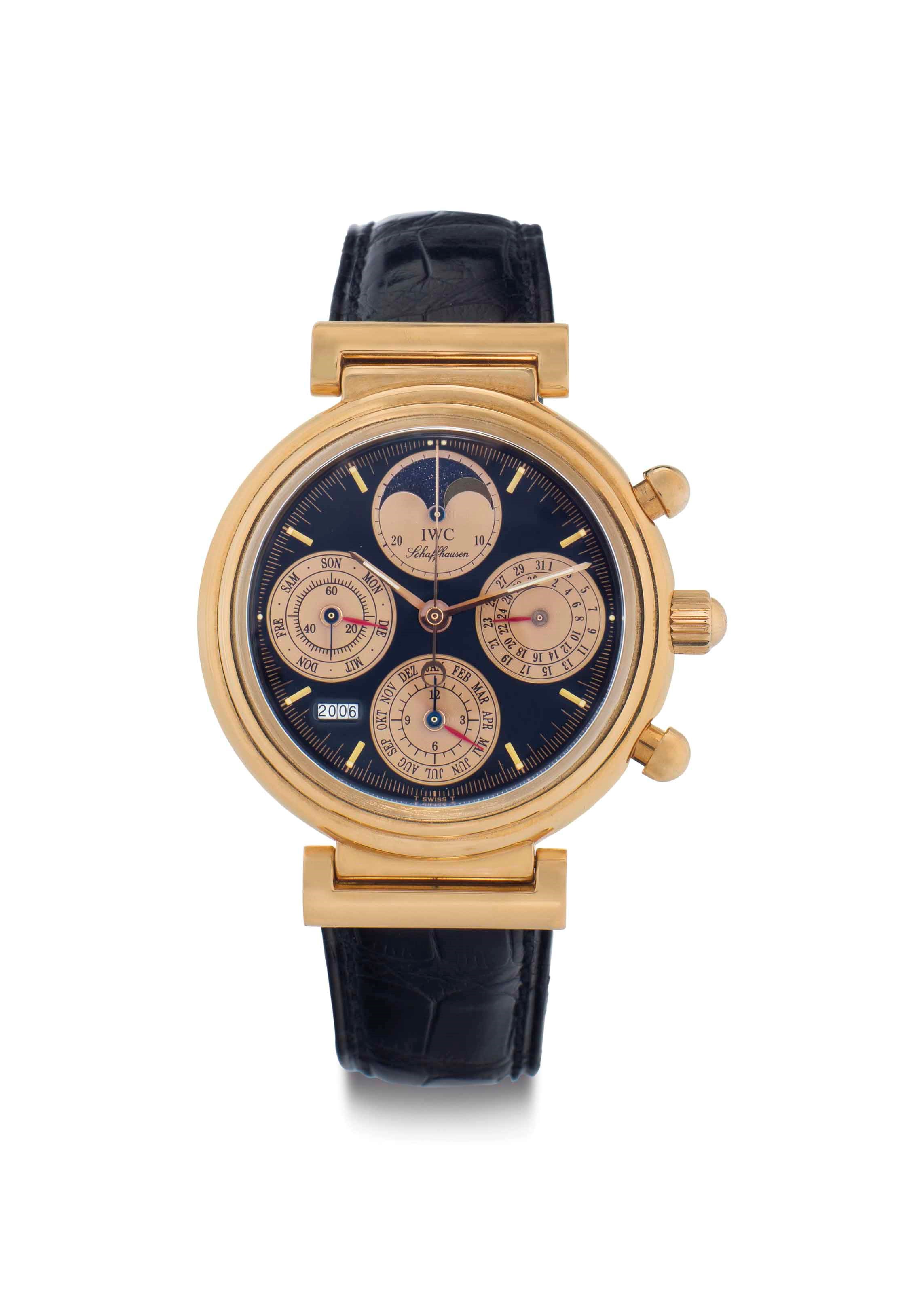 IWC. An 18k Pink Gold Automatic Perpetual Calendar Chronograph Wristwatch with Moon Phases