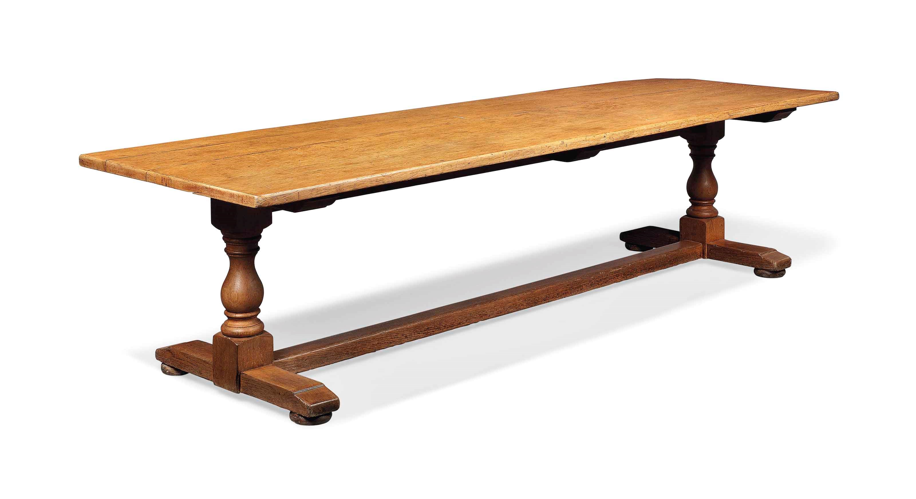 A LARGE LATE VICTORIAN OAK REFECTORY TABLE