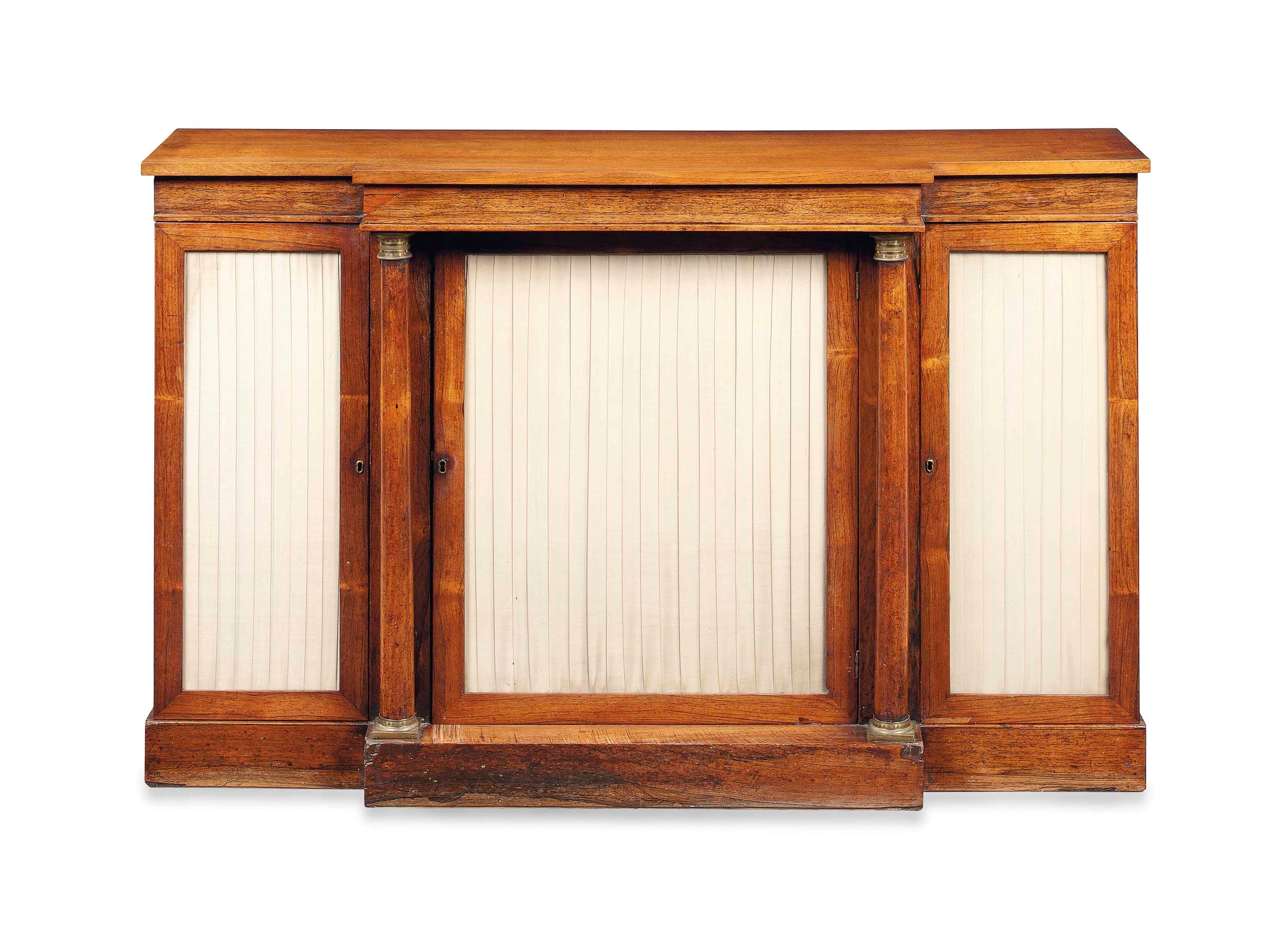A WILLIAM IV GILT-METAL MOUNTED ROSEWOOD BREAKFRONT SIDE CABINET