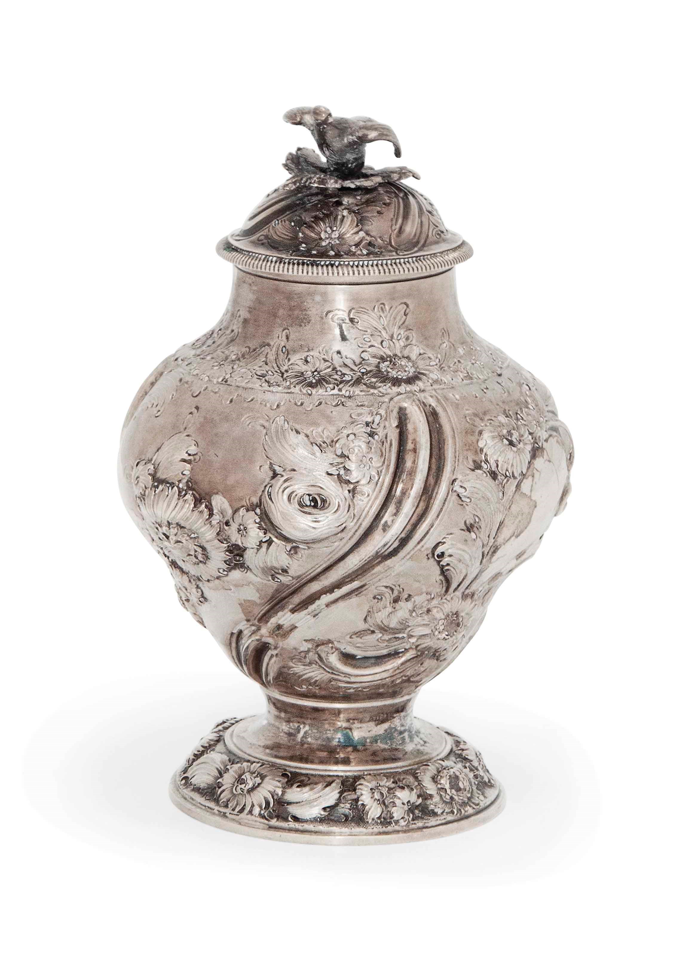 A GEORGE II SILVER TEA CADDY