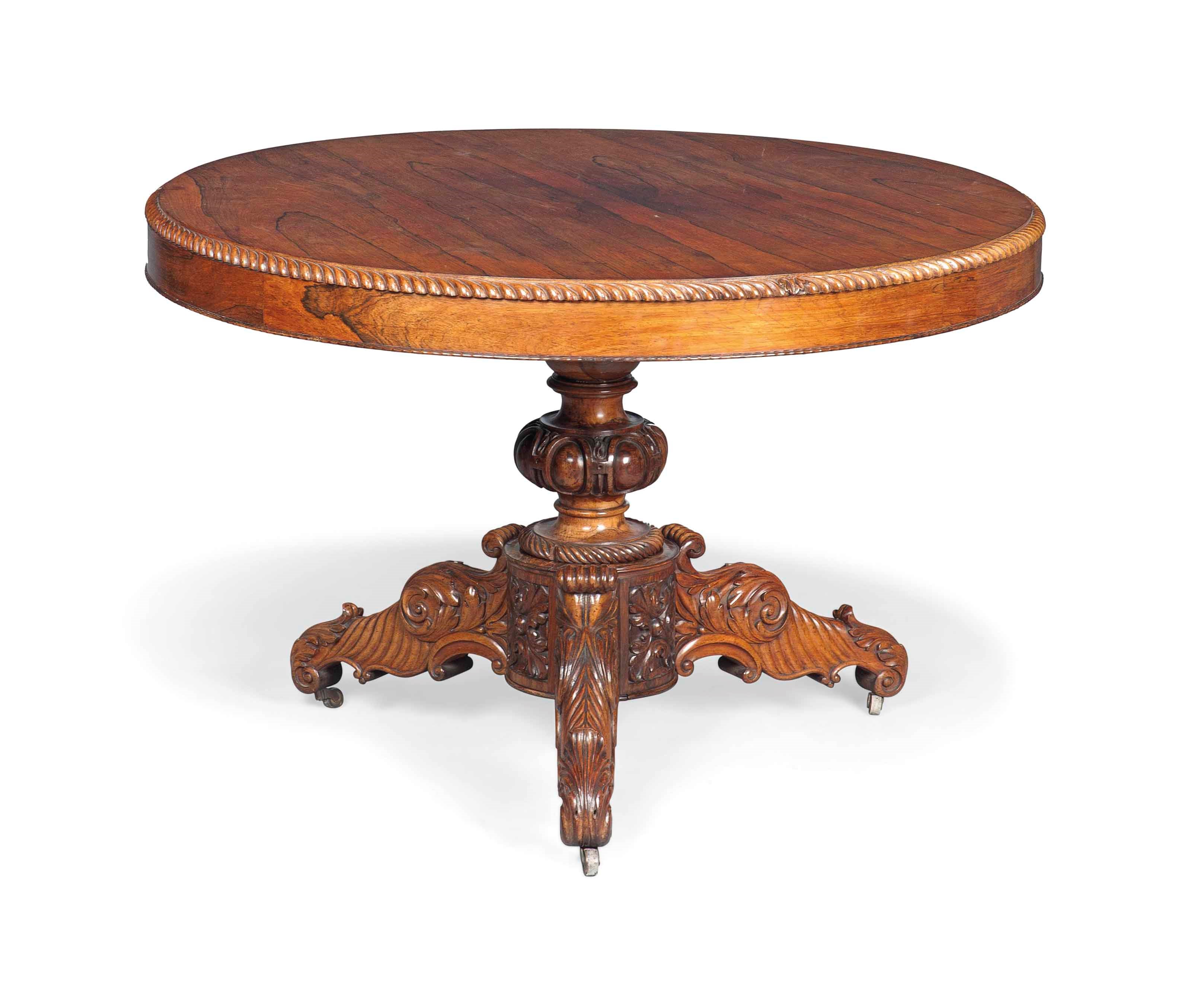 A NAPOLEON III ROSEWOOD CENTRE TABLE