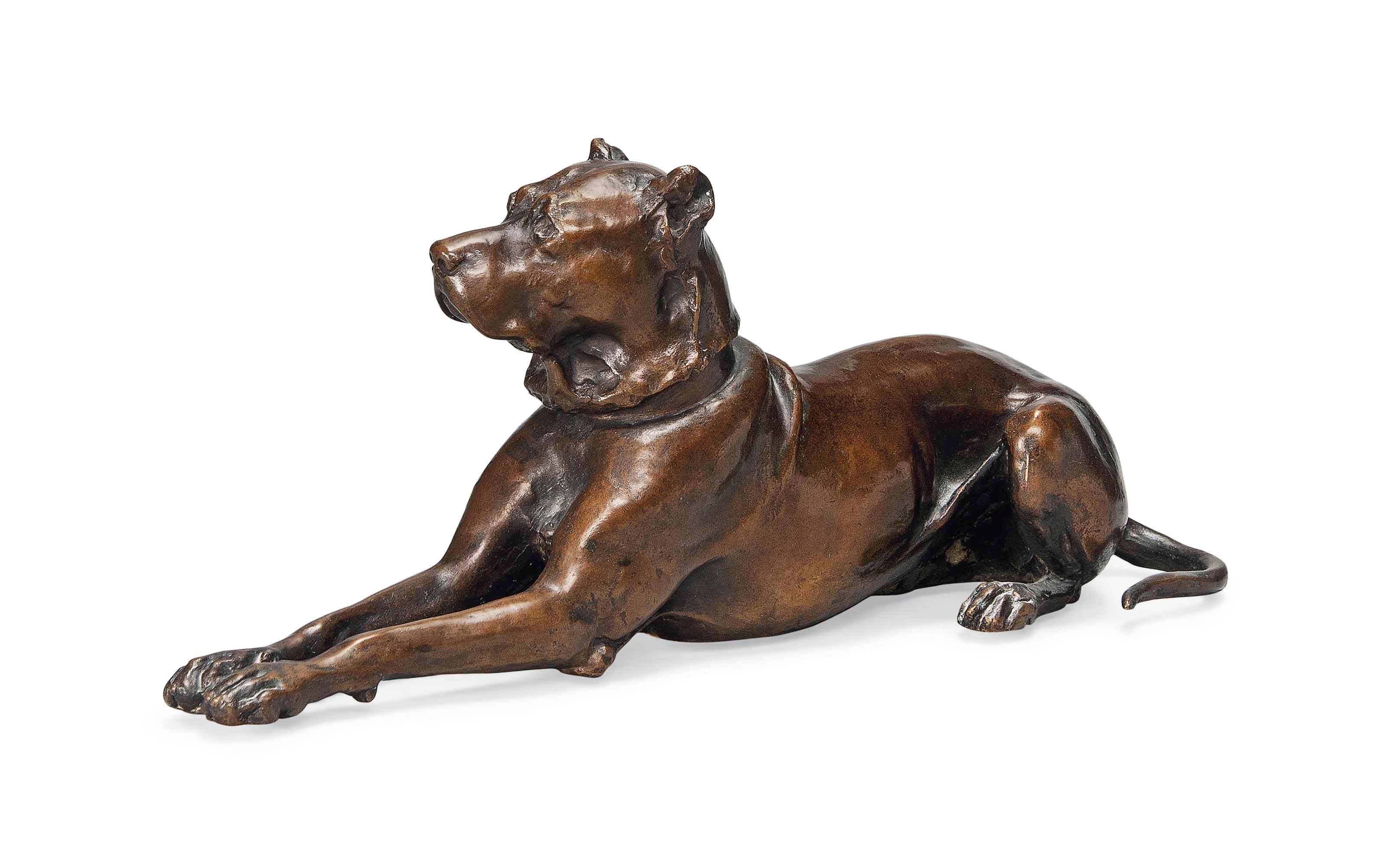 A GERMAN BRONZE MODEL OF A GREAT DANE