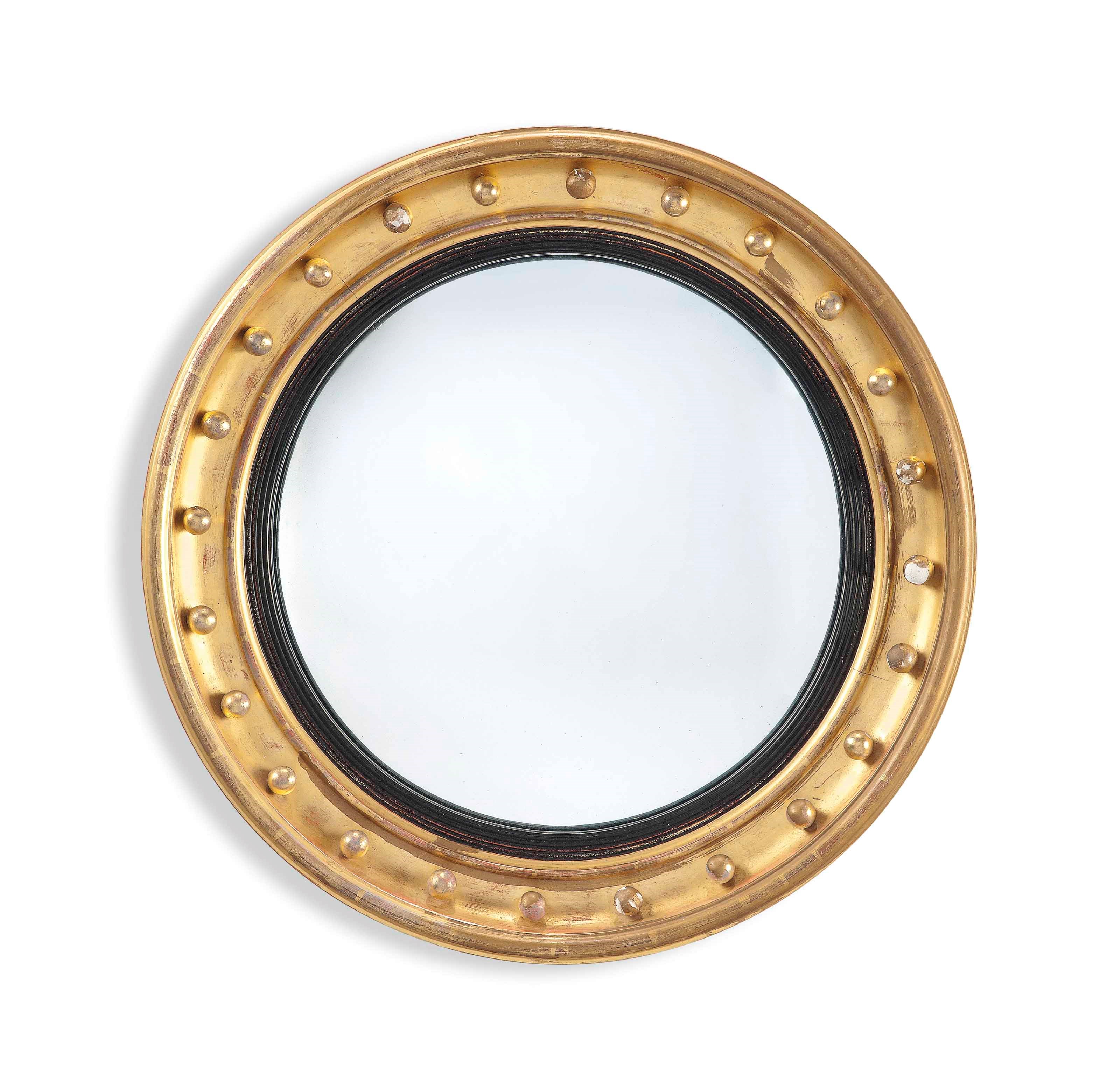 A GROUP OF TWELVE GILT CONVEX MIRRORS