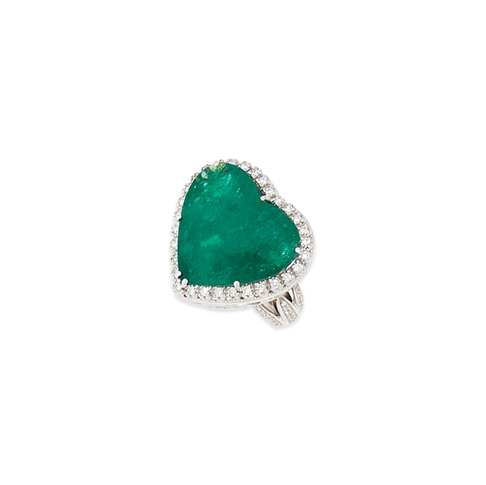 An emerald and diamond dress ring, by Robert Procop