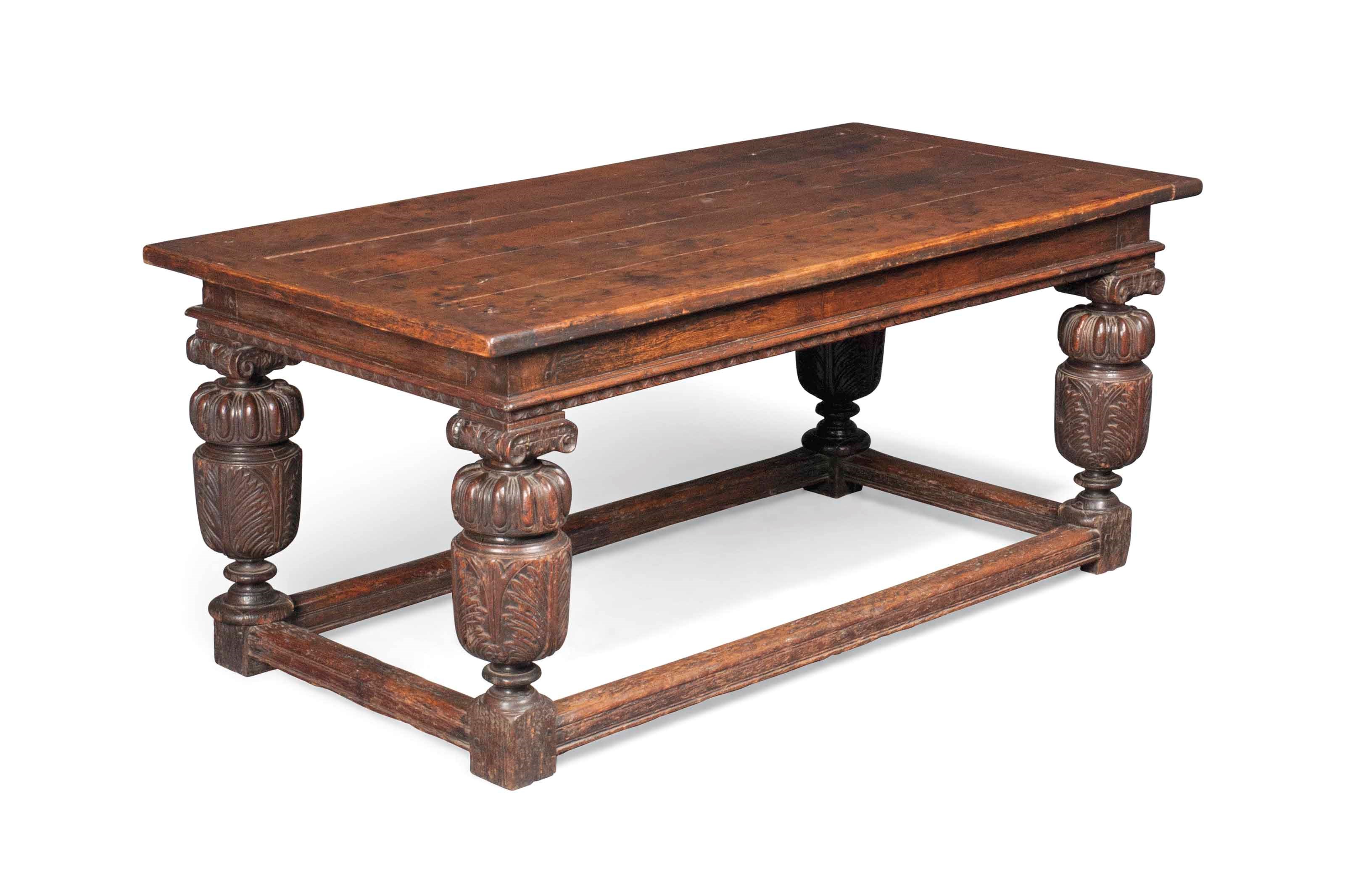 A VICTORIAN OAK REFECTORY TABLE