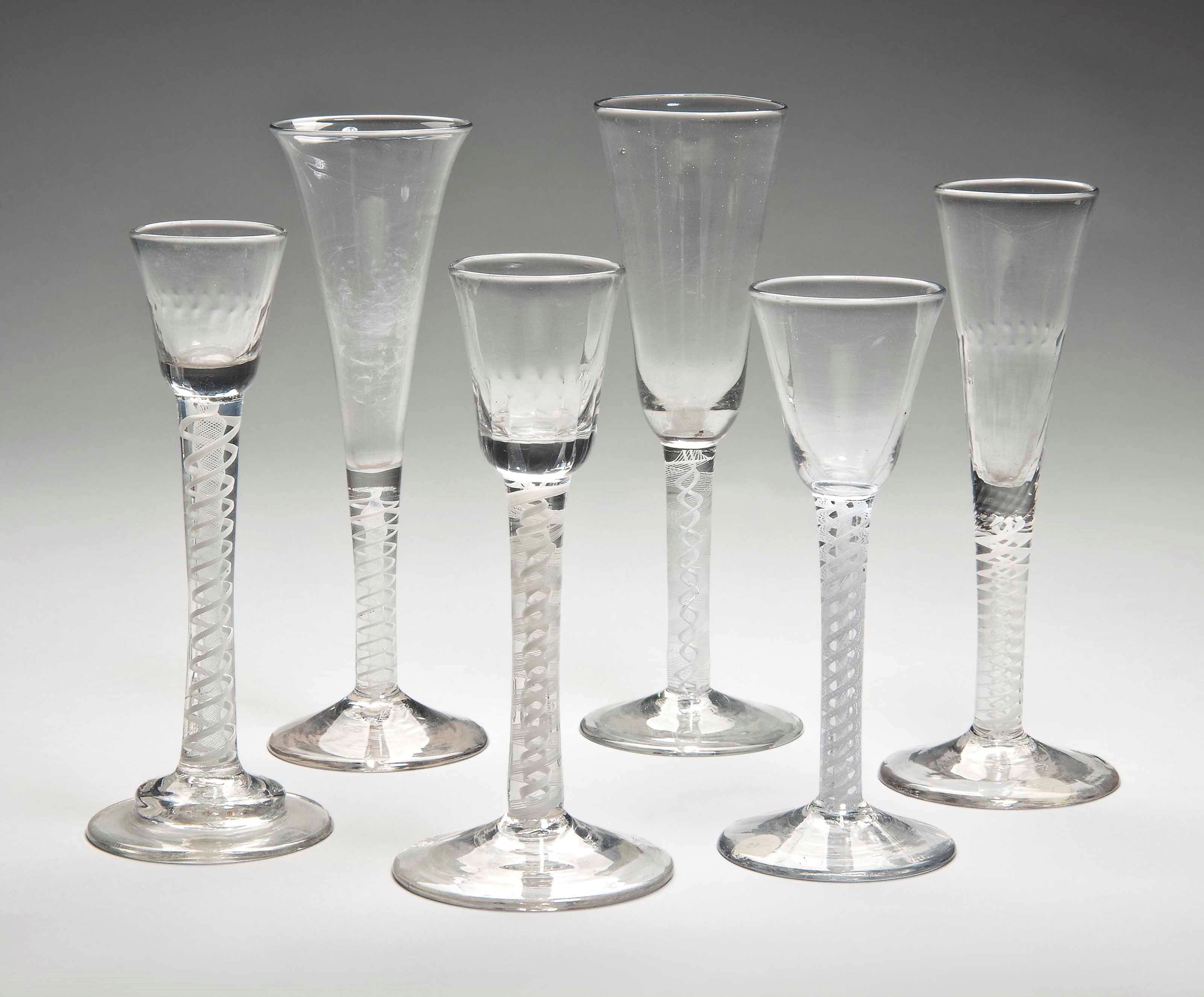 SIX OPAQUE-TWIST DRINKING GLASSES