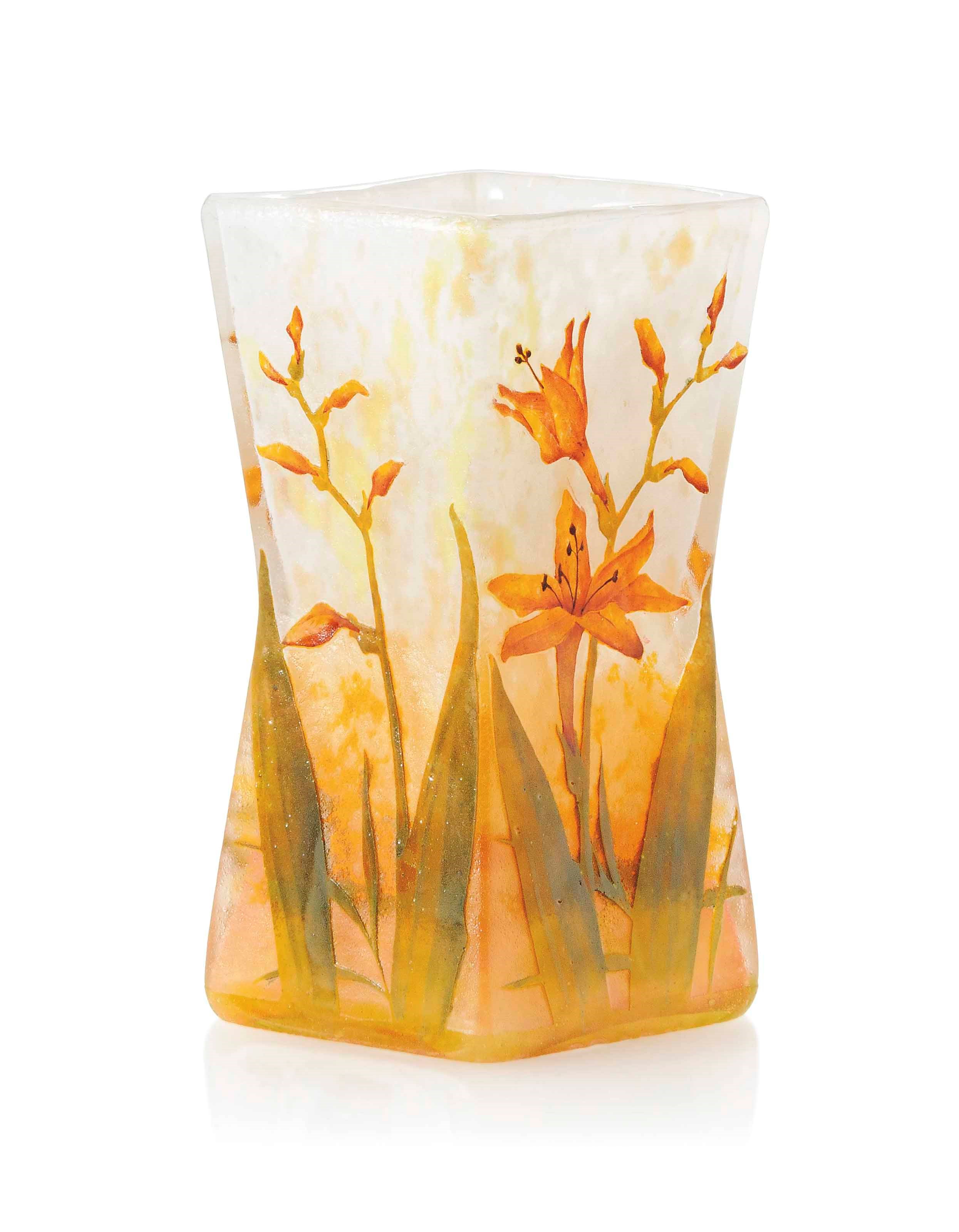 A DAUM ENAMELLED GLASS VASE