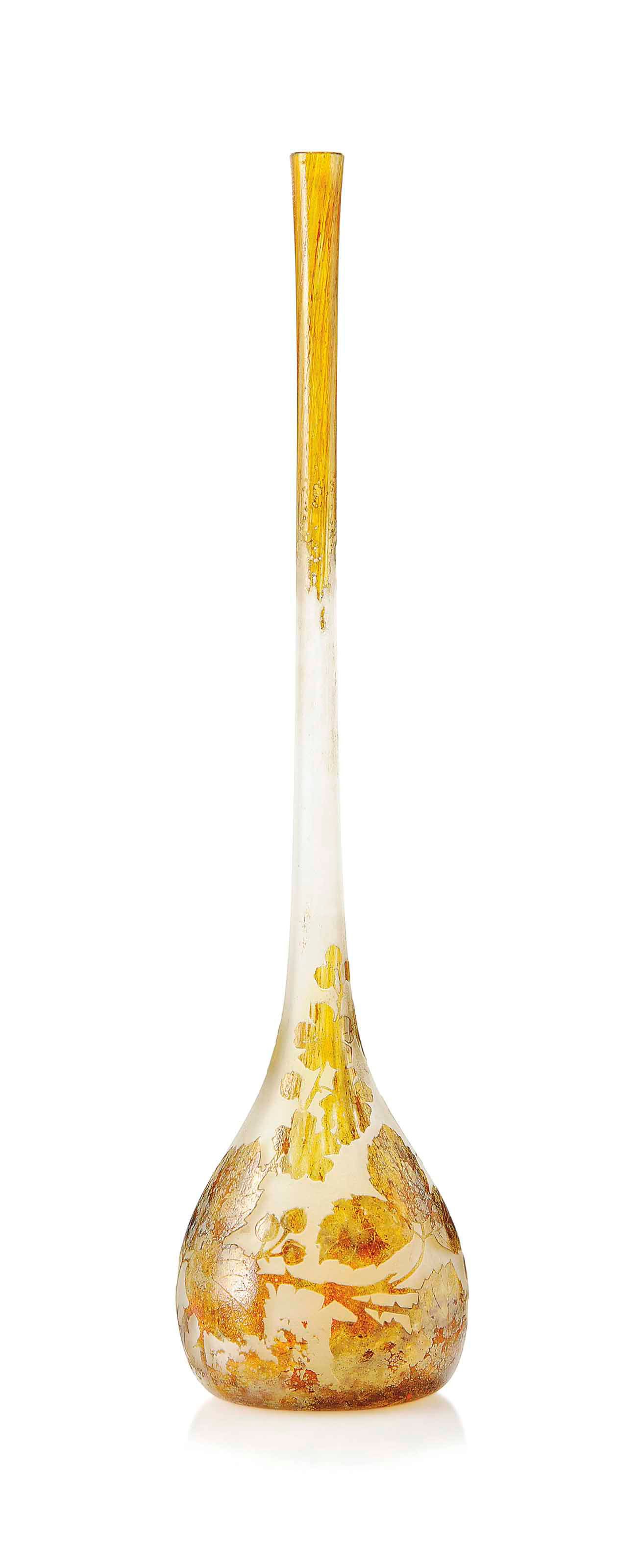 A DAUM VITRIFIED GLASS SOLIFLEUR VASE