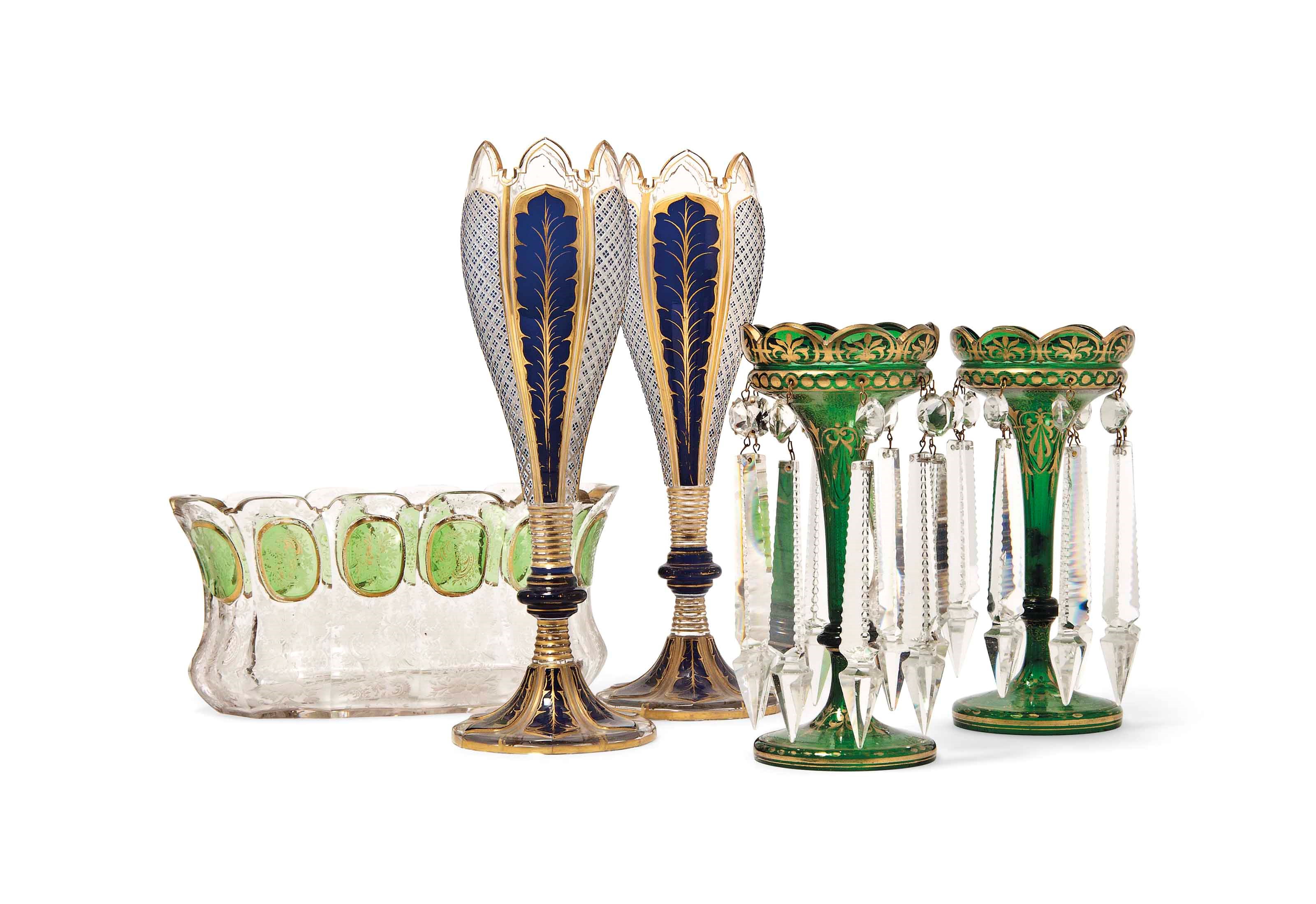 A GROUP OF BOHEMIAN CUT-GLASS