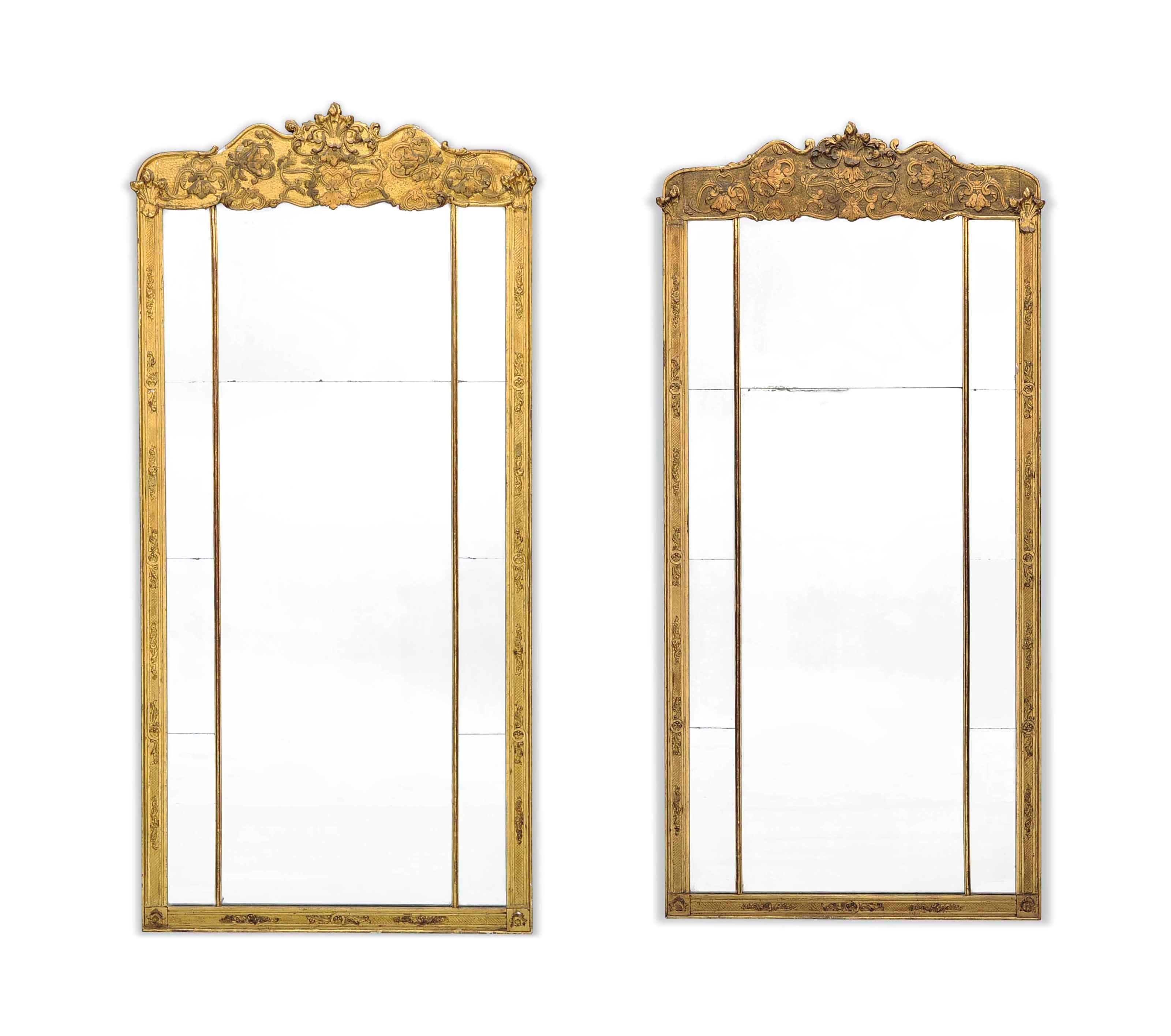 A PAIR OF LATE VICTORIAN GILTWOOD AND COMPOSITION MIRRORS