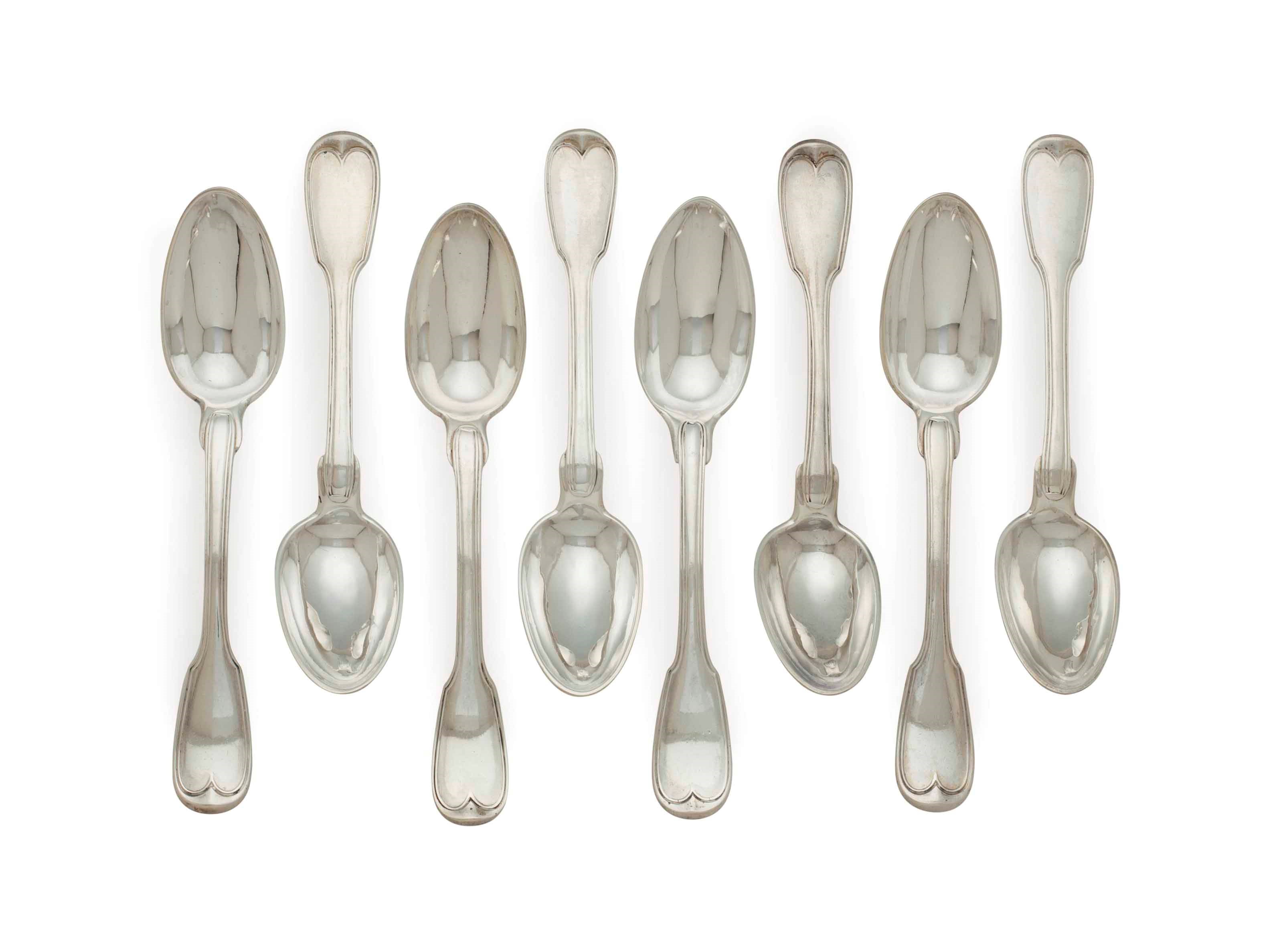A SET OF EIGHT LOUIS XVI SILVER TABLE SPOONS