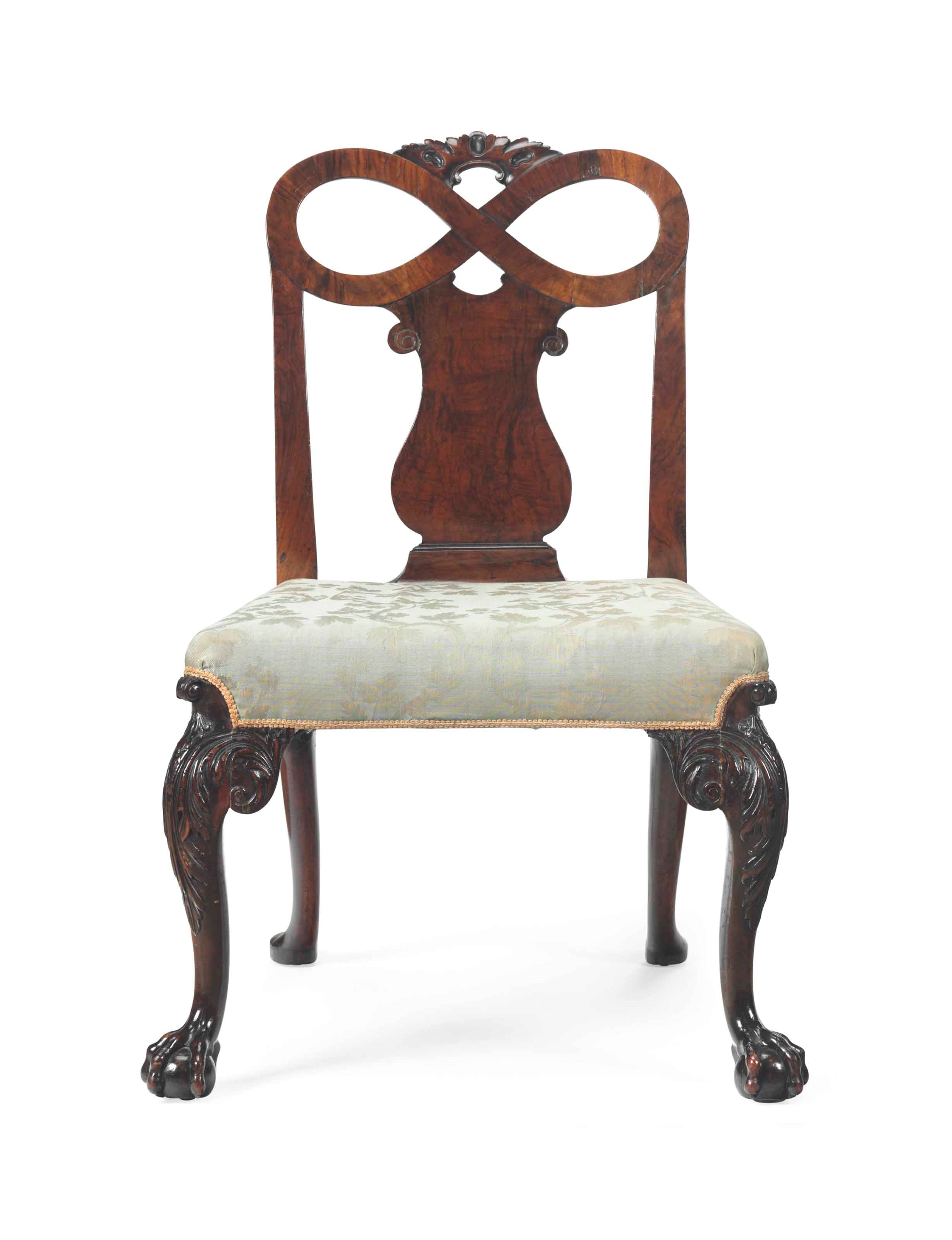 AN ENGLISH WALNUT SIDE CHAIR