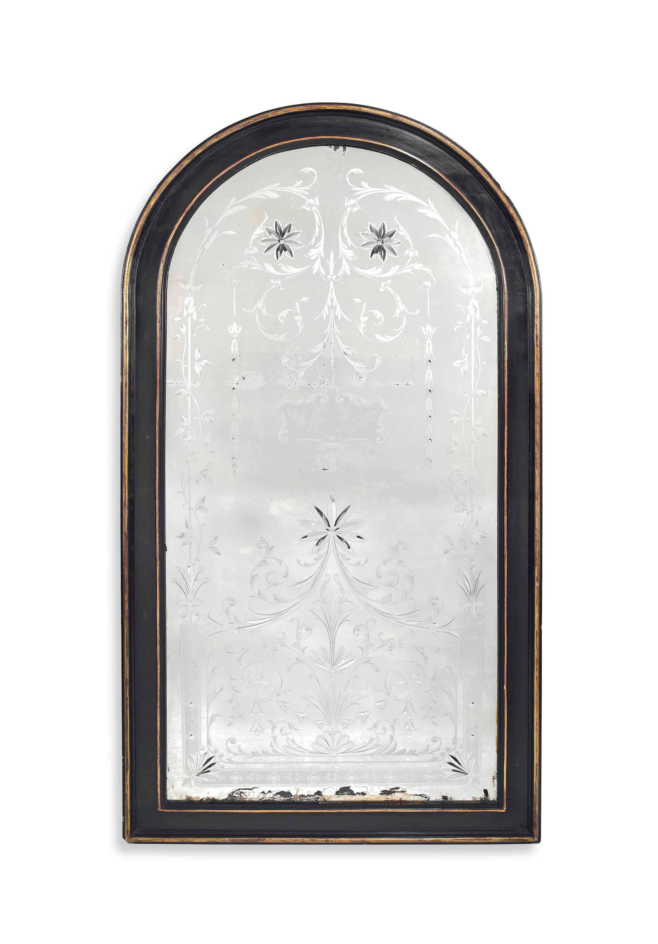 A LATE VICTORIAN ETCHED MIRROR
