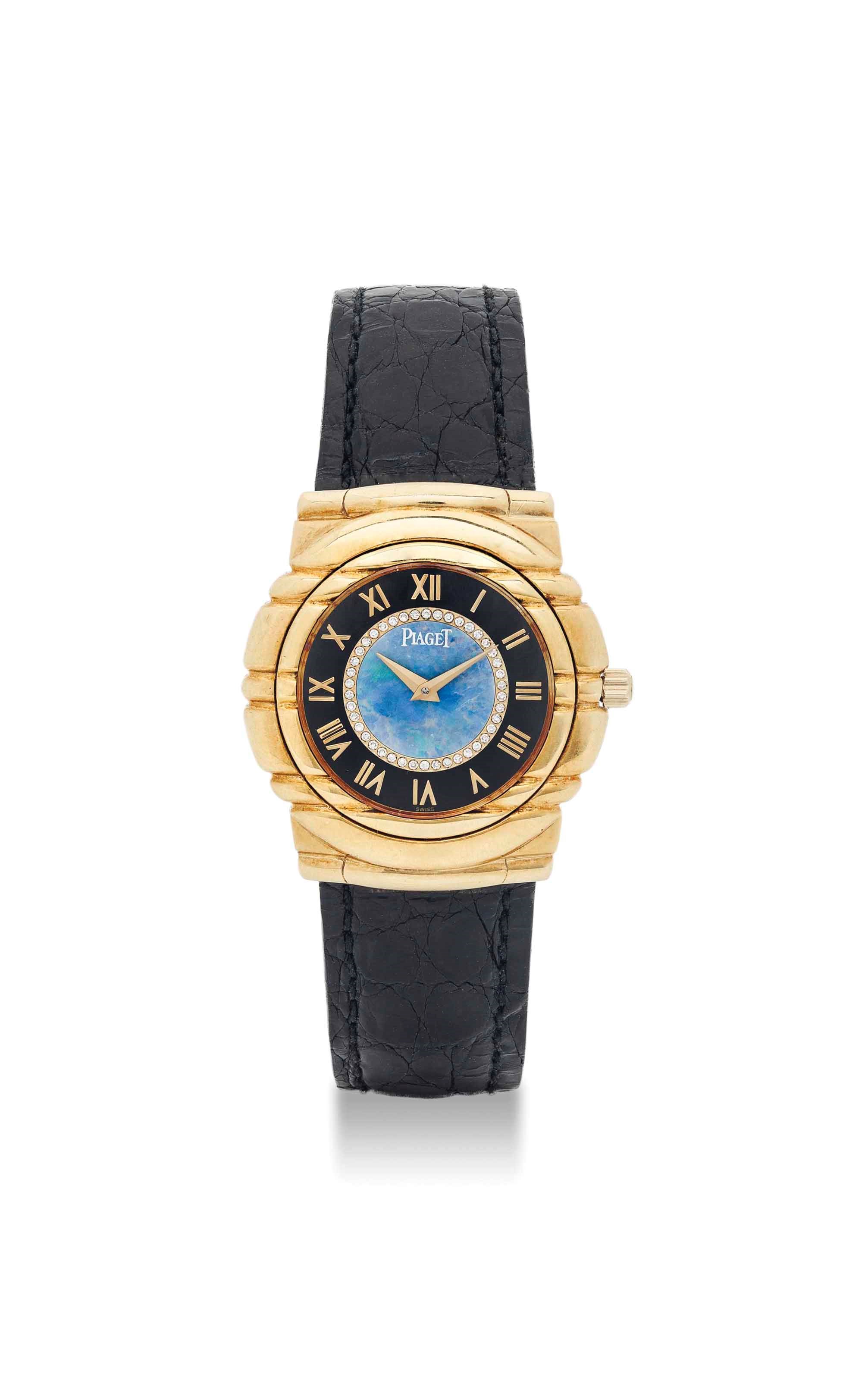 PIAGET. AN 18K GOLD, OPAL AND DIAMOND-SET WRISTWATCH