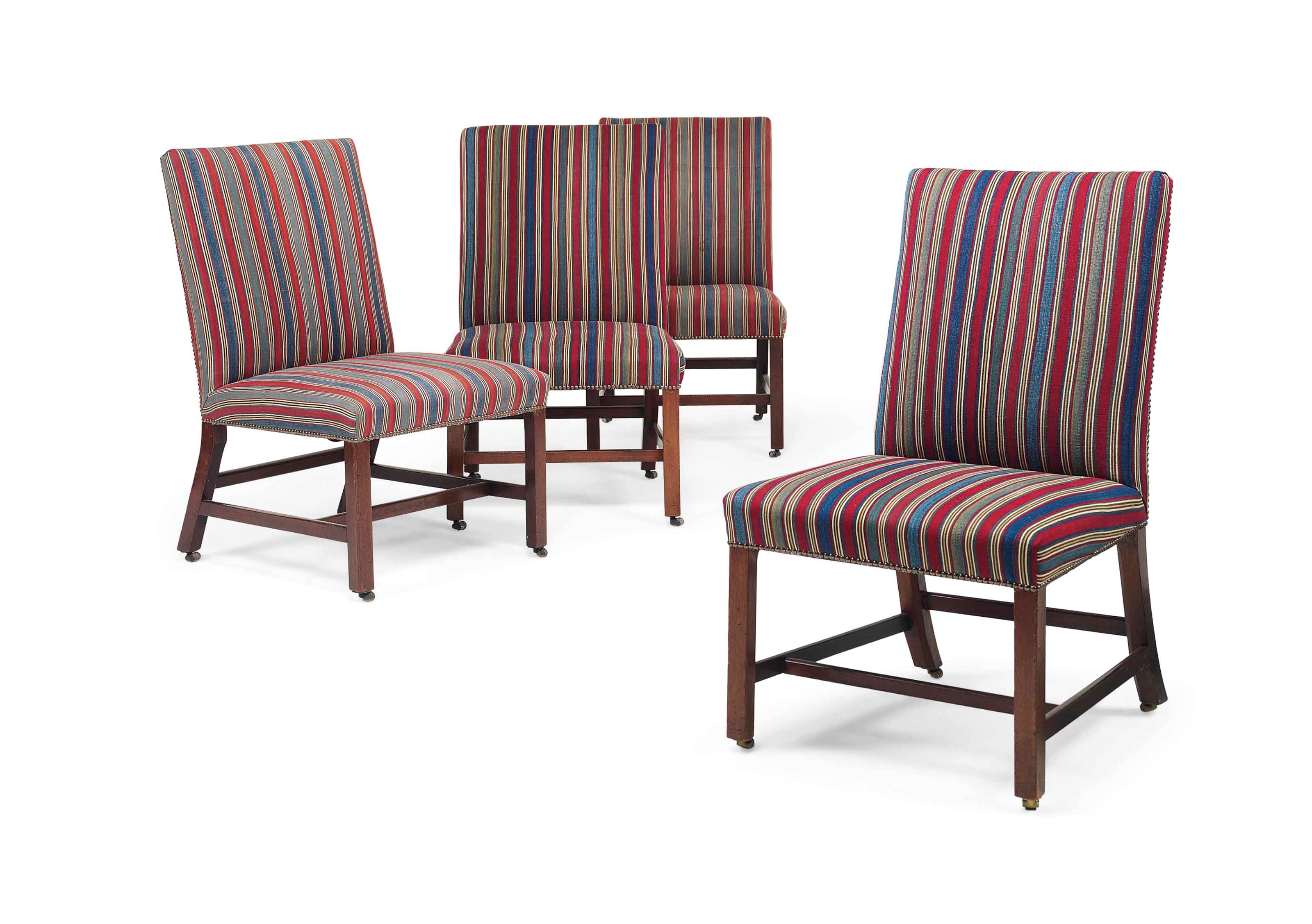 A MATCHED SET OF FOUR GEORGE III MAHOGANY SIDE CHAIRS