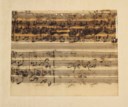 BACH, Johann Sebastian (1685-1750). Autograph music manuscript, a section of the composing score of church cantata BWV 188, ‘Ich habe meine Zuversicht’, [c.17 October 1728], comprising bars 59b-66 and 73-76 of the 4th movement, scored for alto with cello and organ obbligato, on four systems of four hand-drawn staves, two pages, approx. 158 x 195mm, the lower half of f.17 of the original manuscript (the upper system affected by ink acidification causing a number of cracks and losses, as not infrequent with Bach autographs, strengthened with early archival film on recto over an area of 40 x 183mm, now rather discoloured, the lower stave in good condition, with minor ink acidification), window-mounted (198 x 232mm), sealed in an archival sleeve; with blue morocco portfolio.