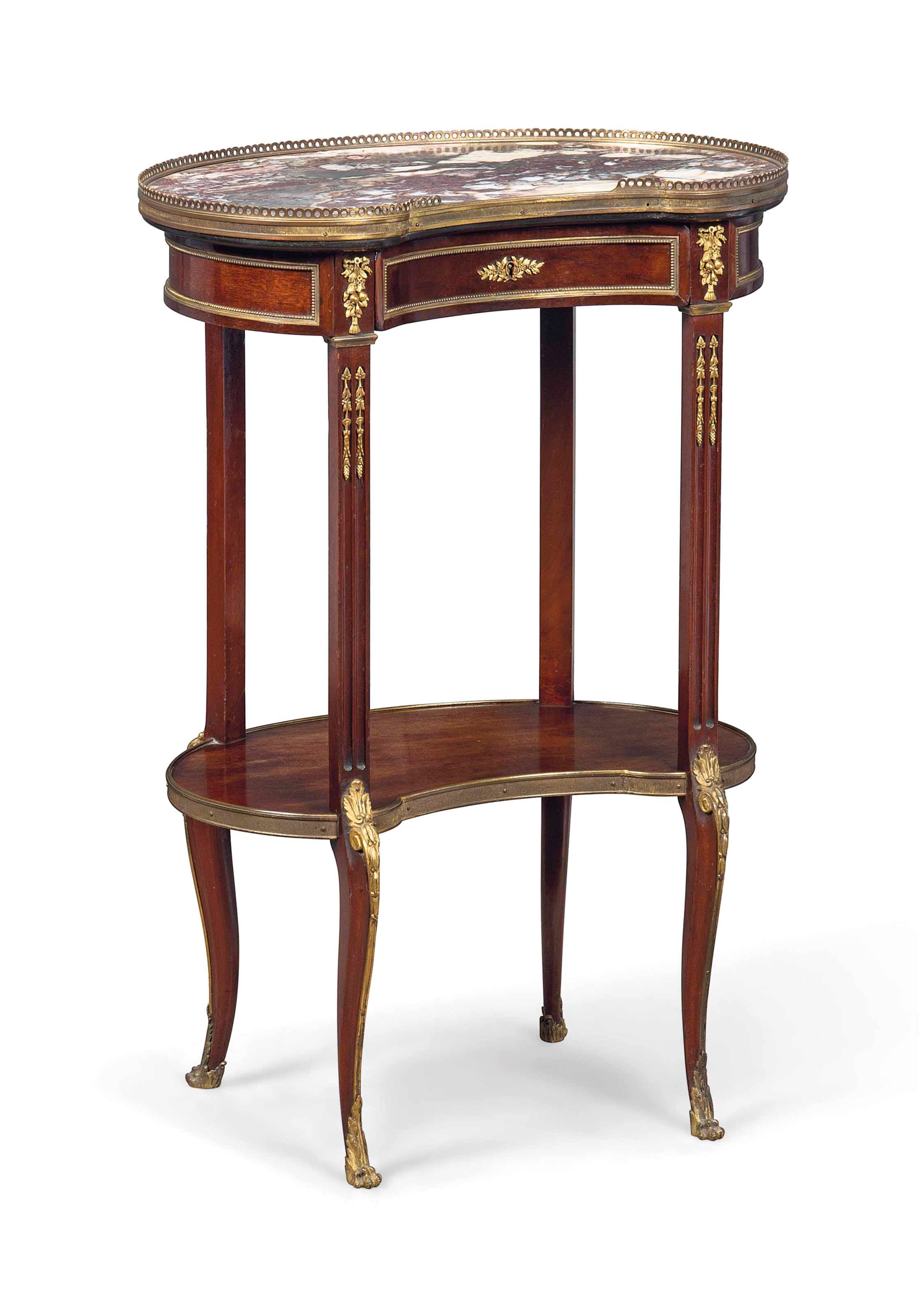 A FRENCH ORMOLU-MOUNTED MAHOGANY OCCASIONAL TABLE