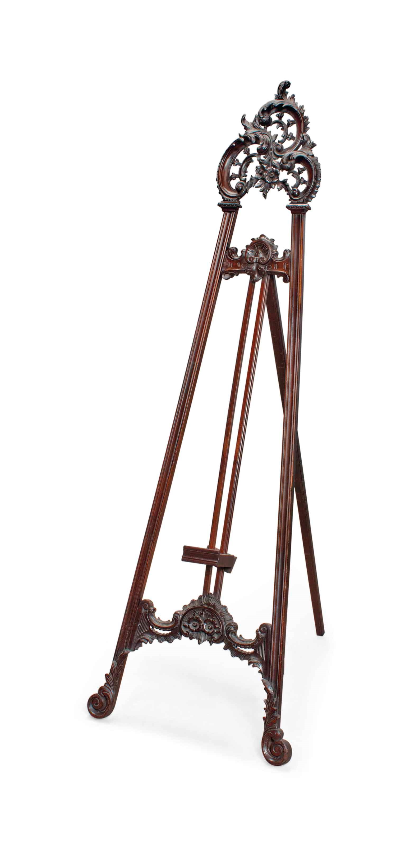 A VICTORIAN WALNUT GALLERY EASEL