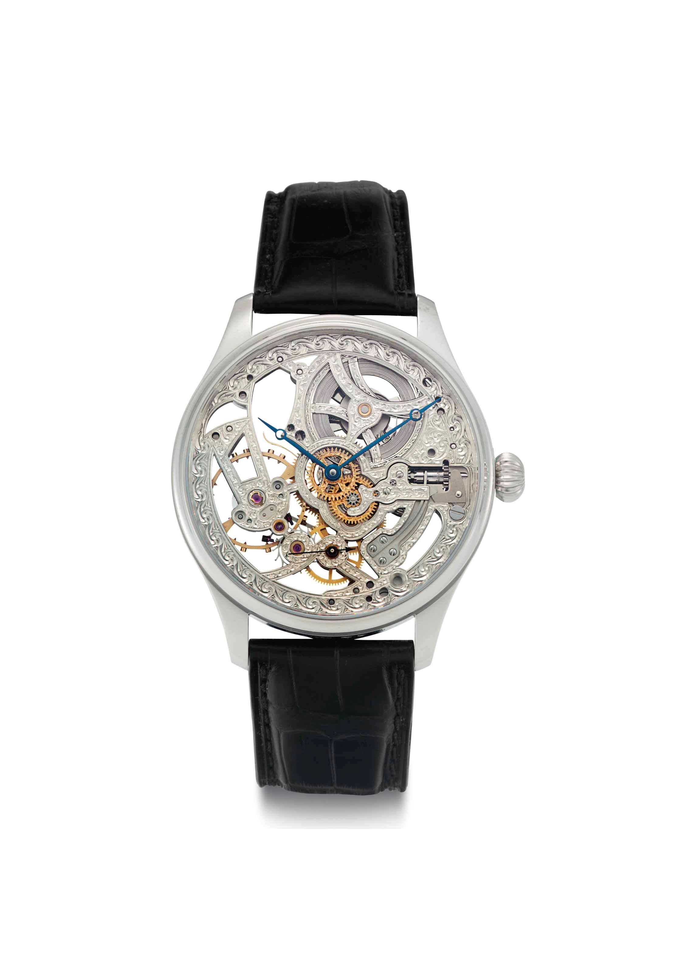 IWC. A Fine Oversized Limited Edition Platinum Skeletonized Wristwatch