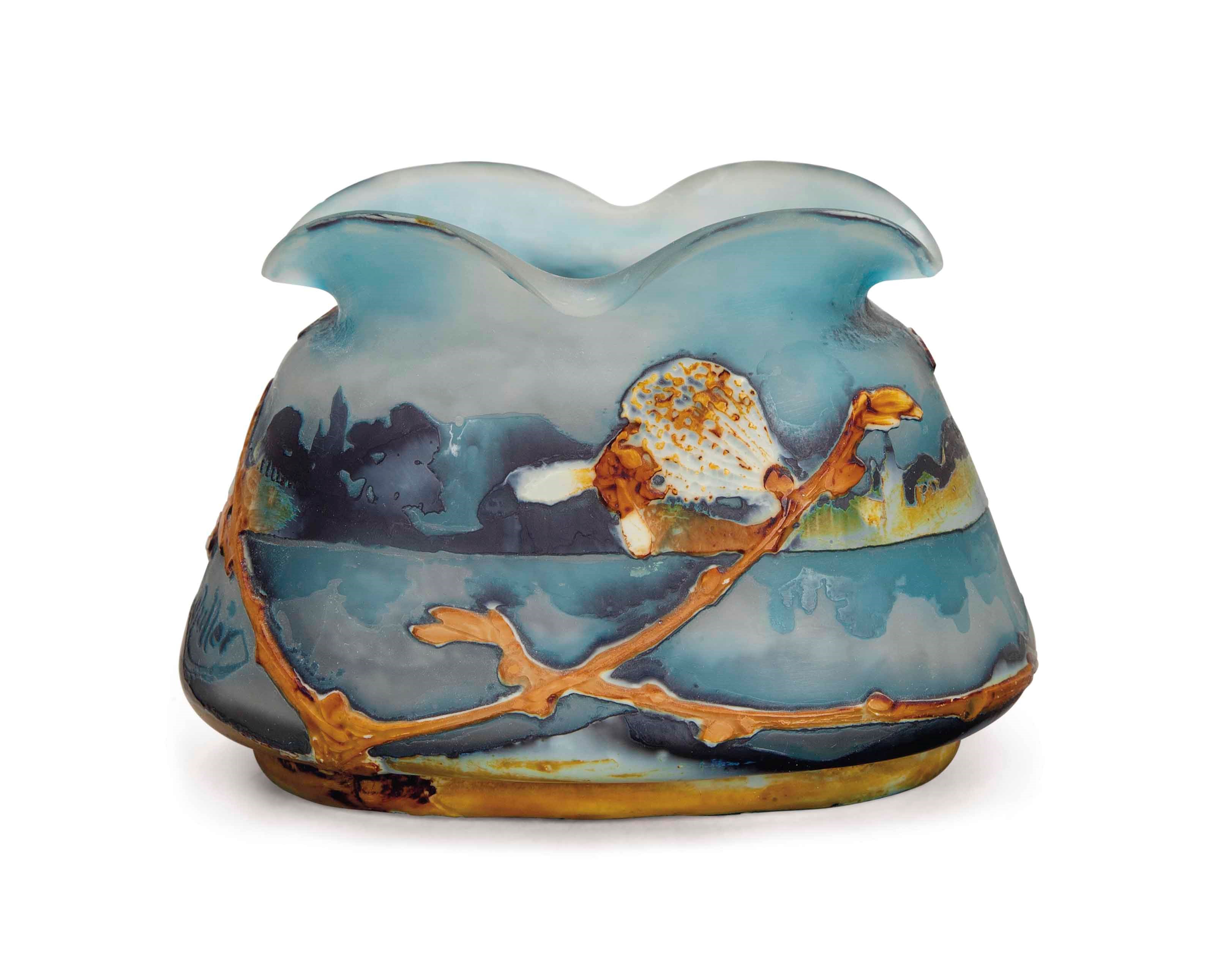 A FRENCH CAMEO GLASS LANDSCAPE VASE,