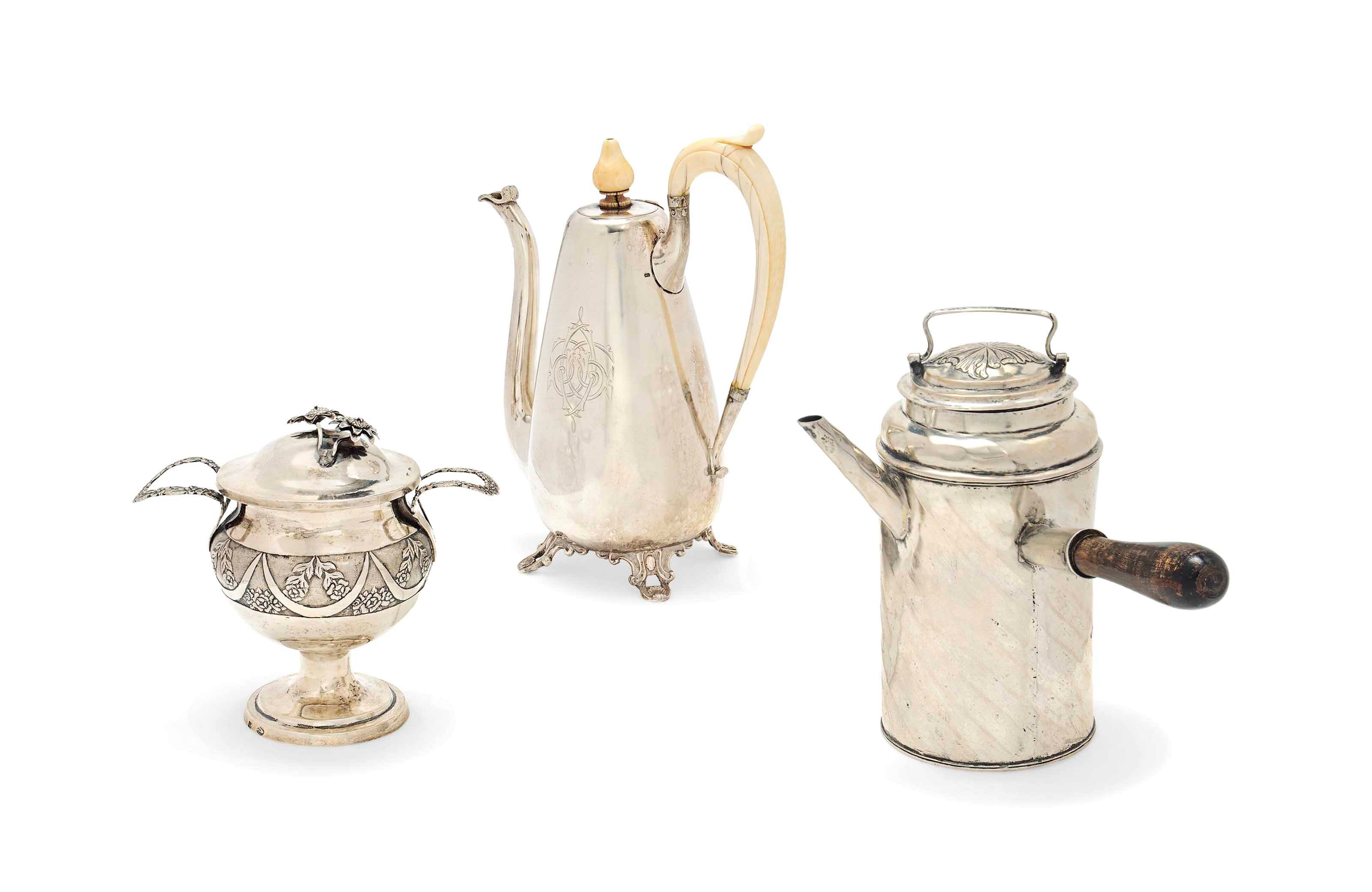 A GERMAN SILVER COFFEE POT