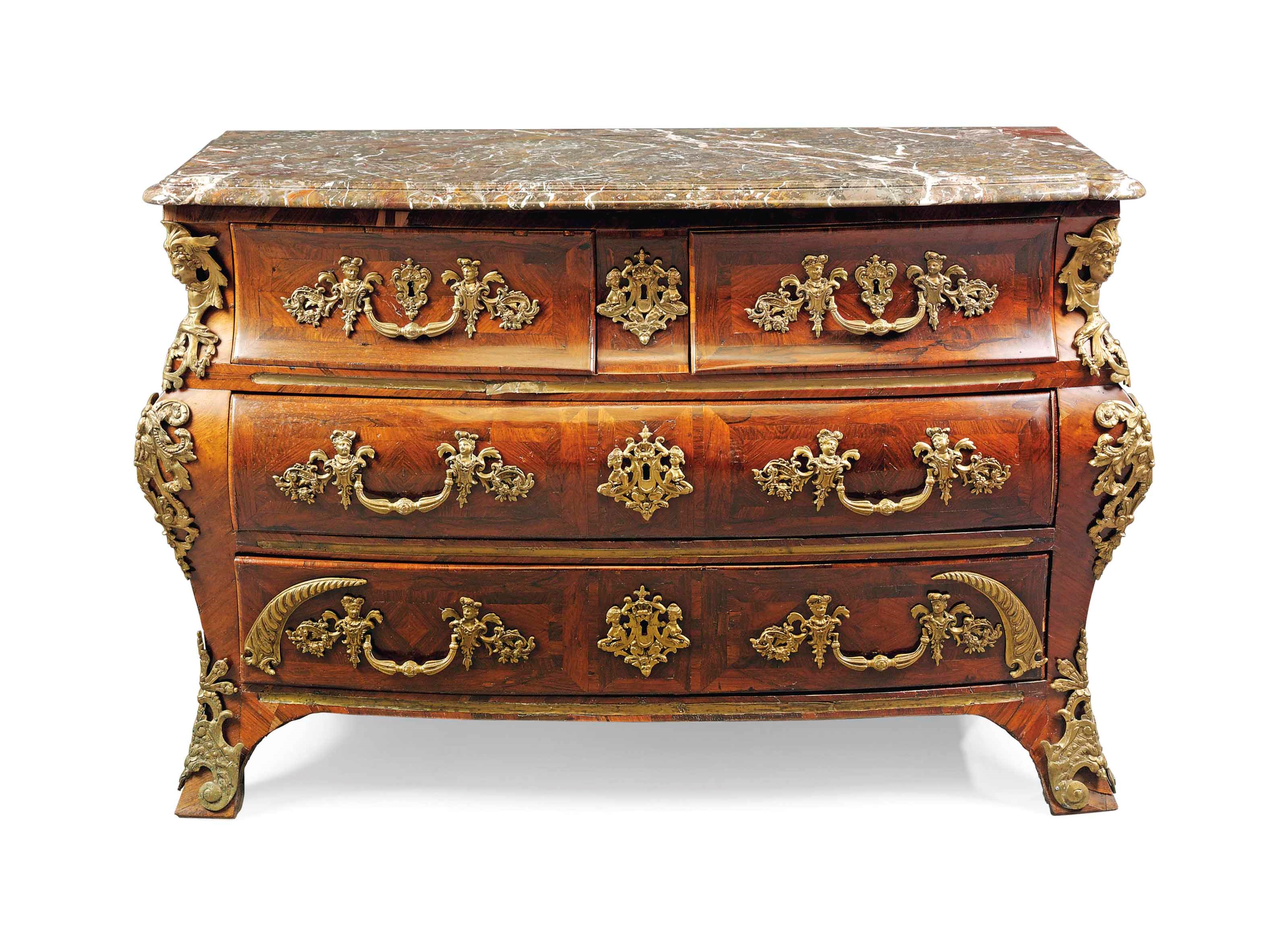 A REGENCE ORMOLU-MOUNTED KINGWOOD AND ROSEWOOD COMMODE