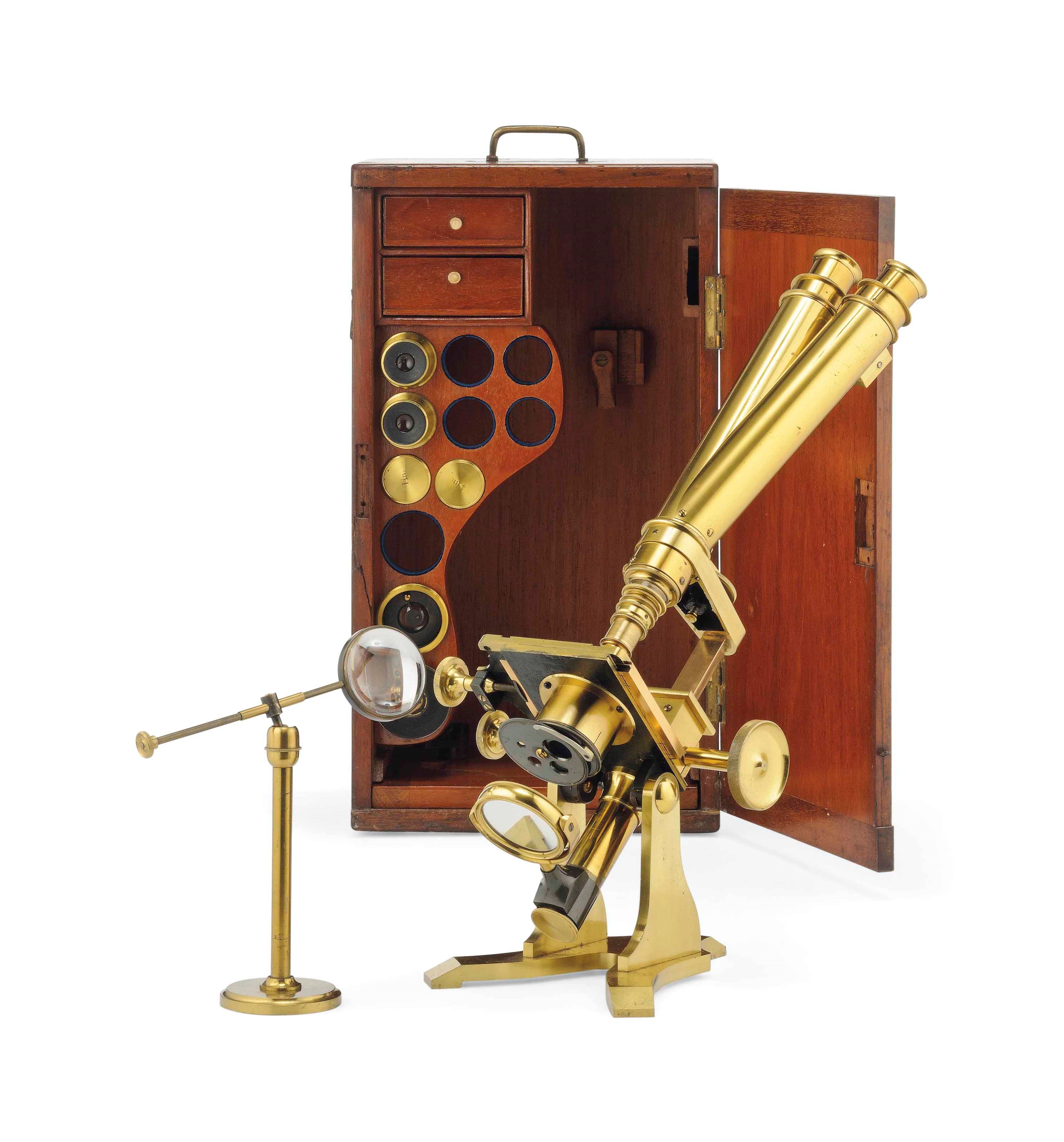 A LACQUERED BRASS MICROSCOPE