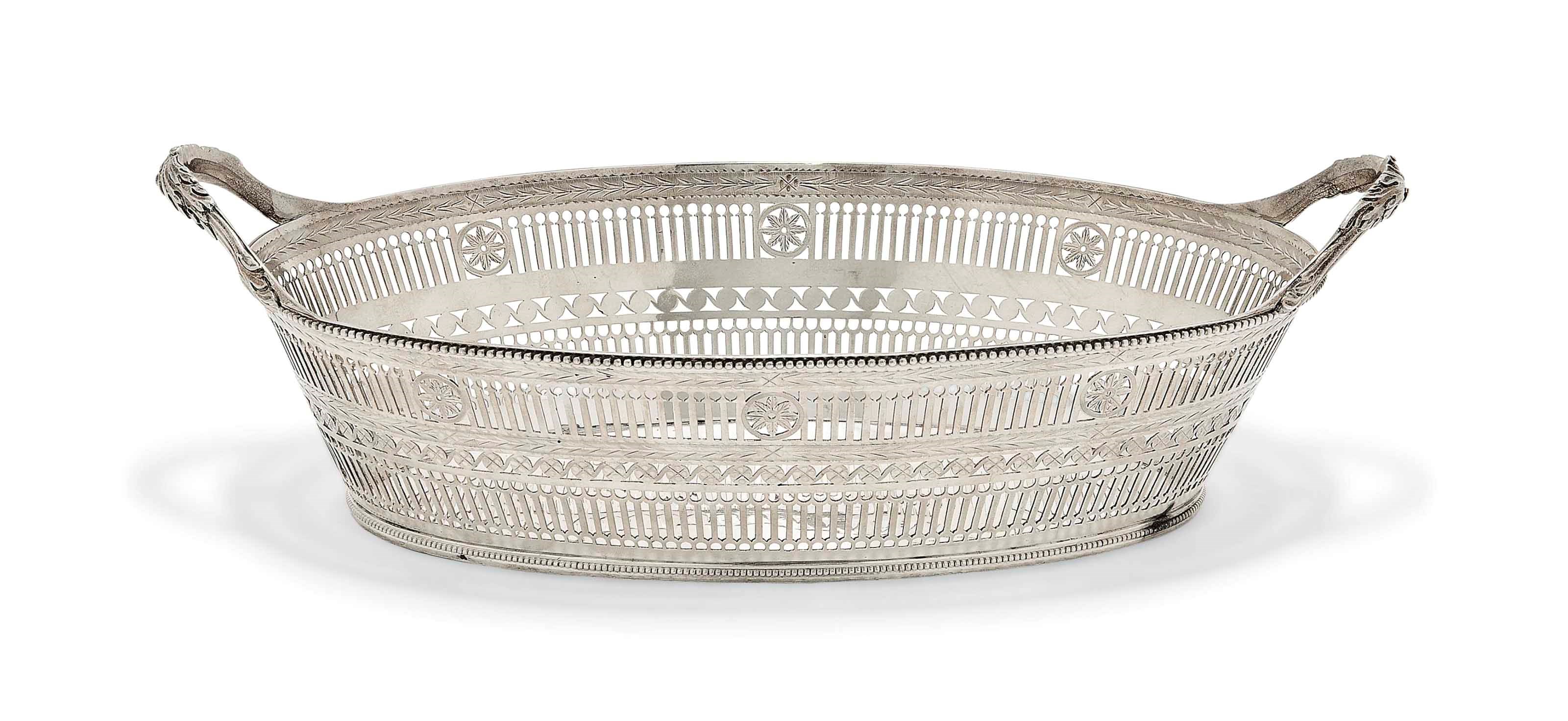 A GEORGE III SILVER CAKE BASKET