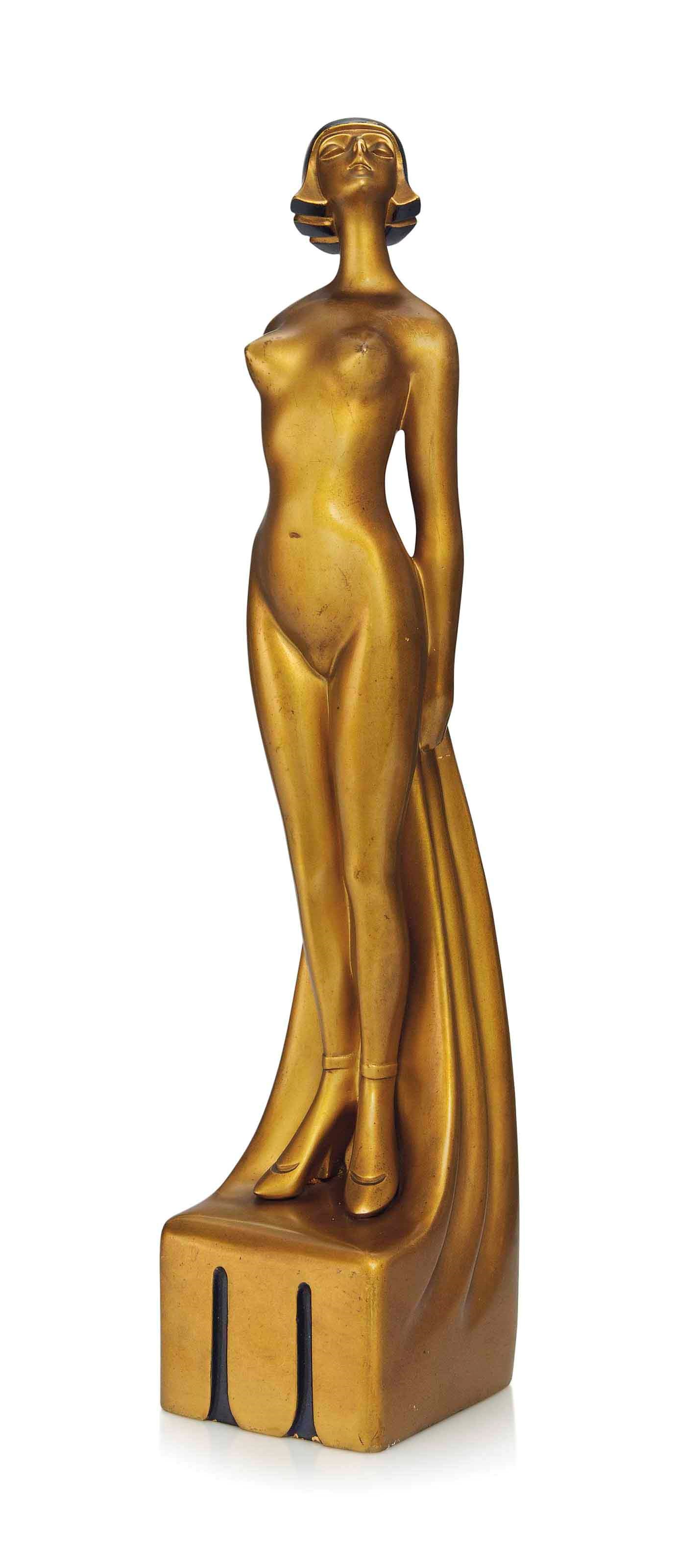 A ROLAND PARIS (1894-1945) COLD-PAINTED BRONZE FIGURE