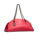 A MATTE PINK ALLIGATOR MEDIUM MADEMOISELLE BAG WITH BURNISHED SILVER HARDWARE
